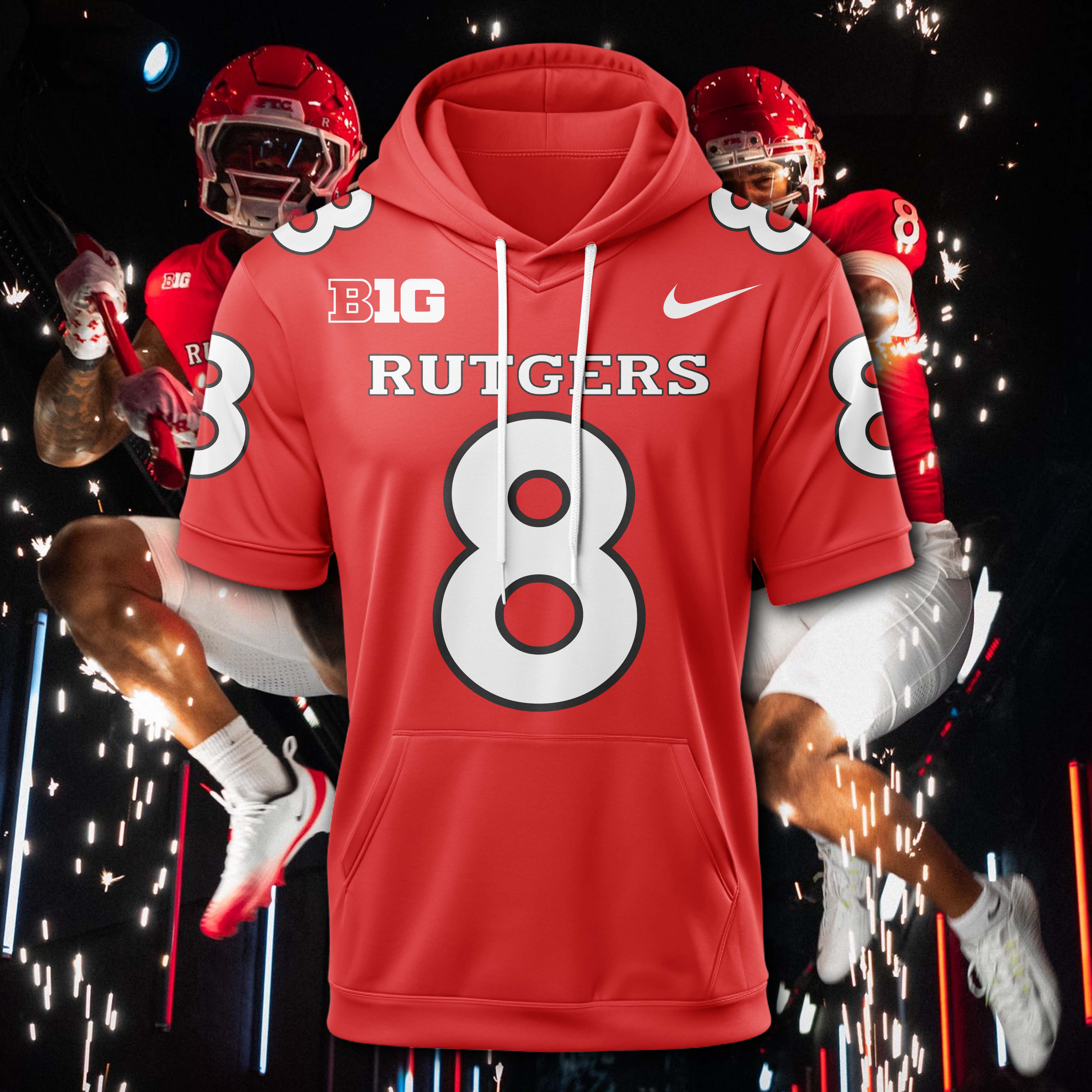 Rutgers Scarlet Knights Red Hoodie Short Sleeve 2025 PT74971