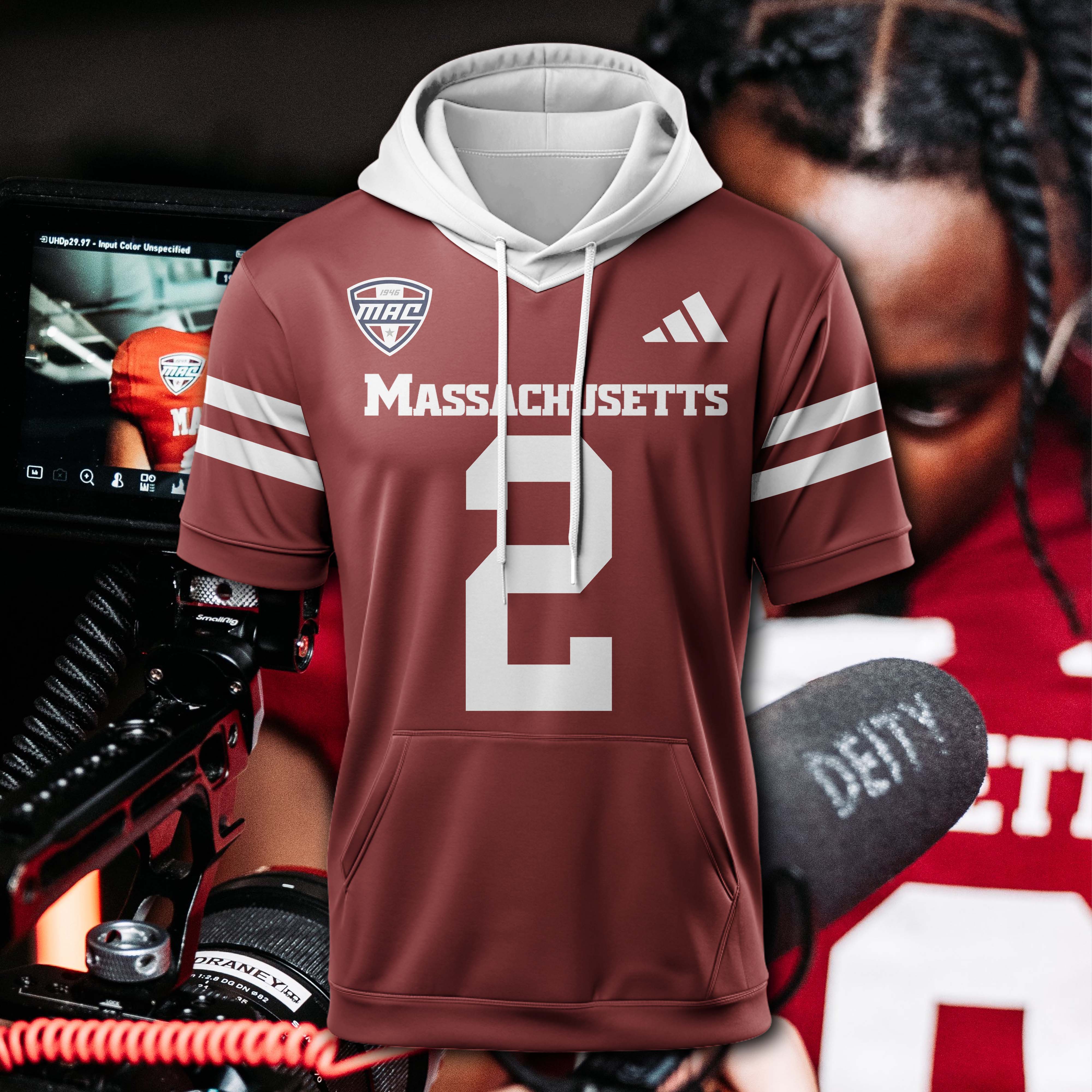 UMass Minutemen Maroon Hoodie Short Sleeve 2025 PT74973