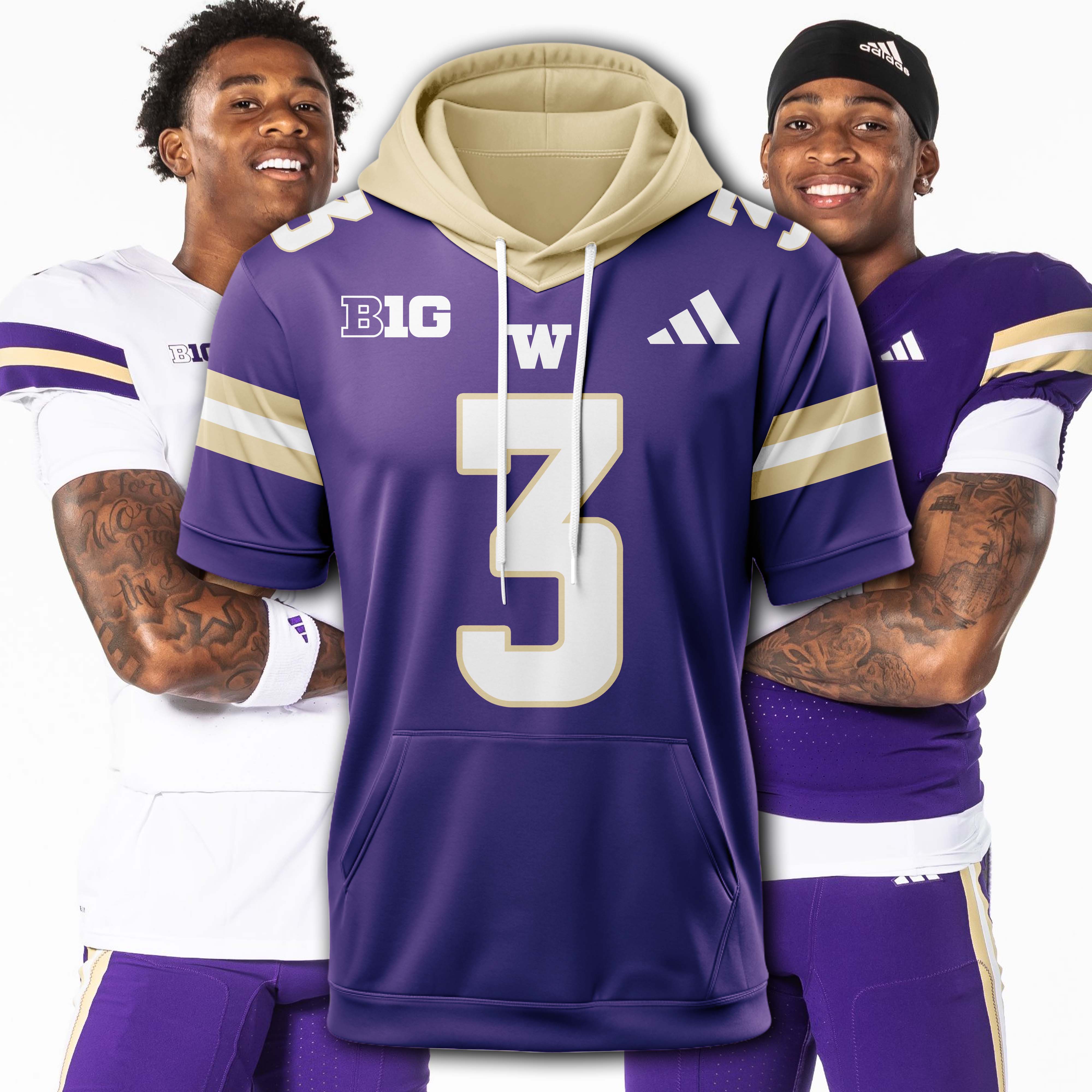 Washington Huskies Purple Hoodie Short Sleeve 2025 PT74974