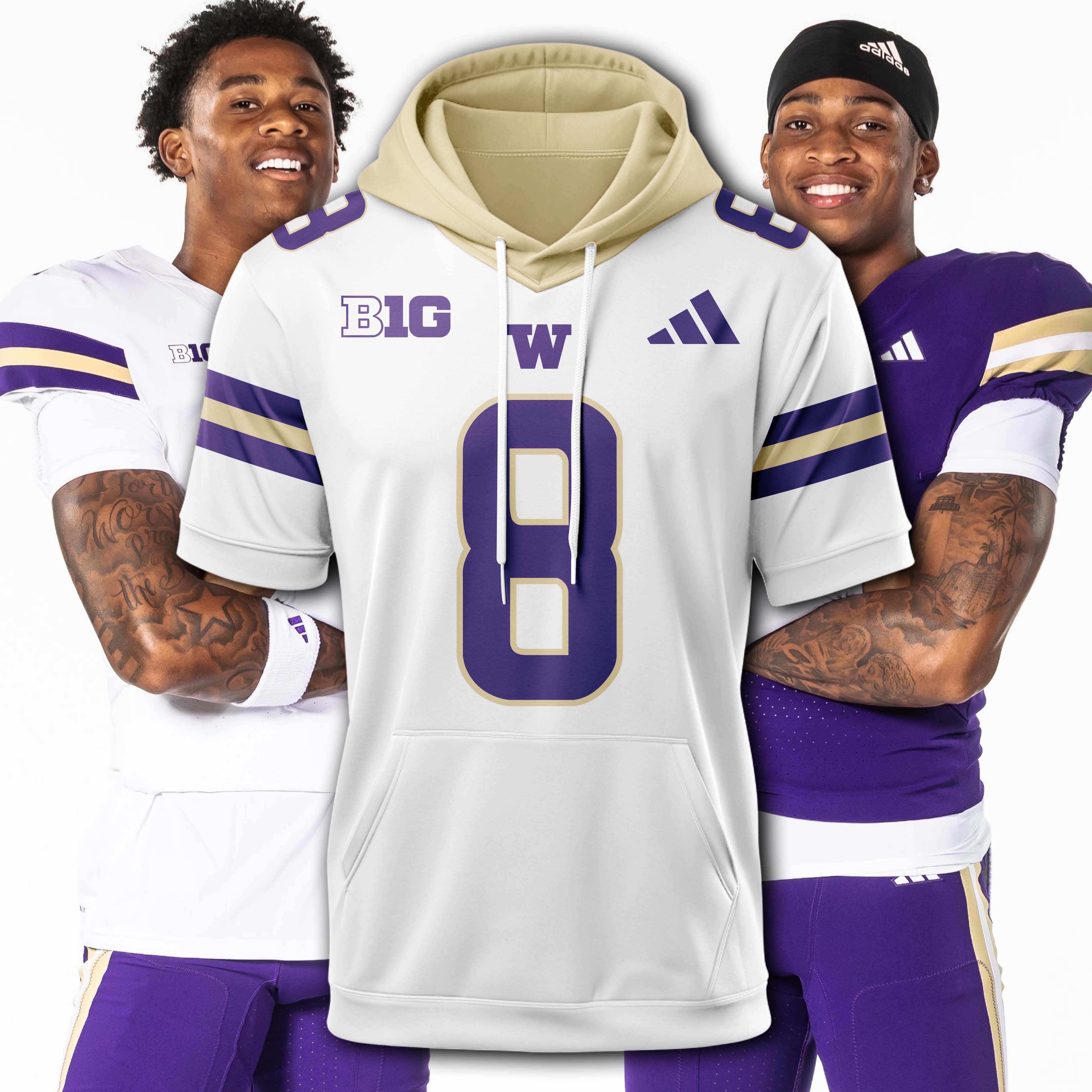 Washington Huskies White Hoodie Short Sleeve 2025 PT74975