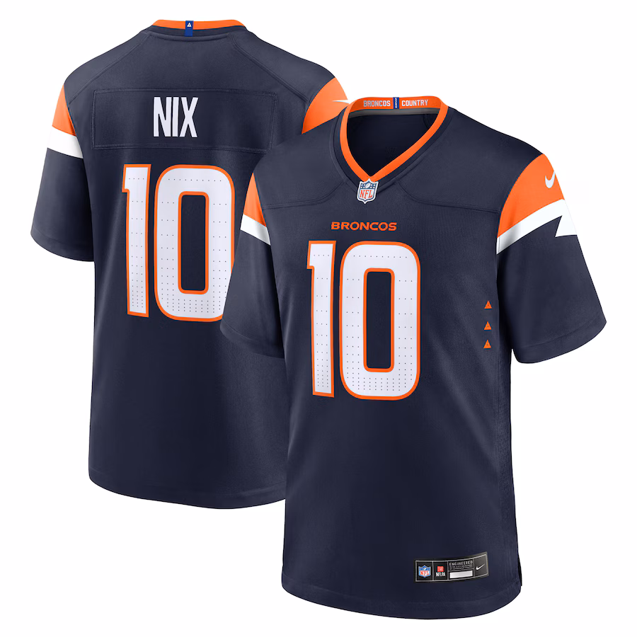 Bo Nix Denver Broncos Nike Alternate Game Jersey - Navy Jersey PT74995