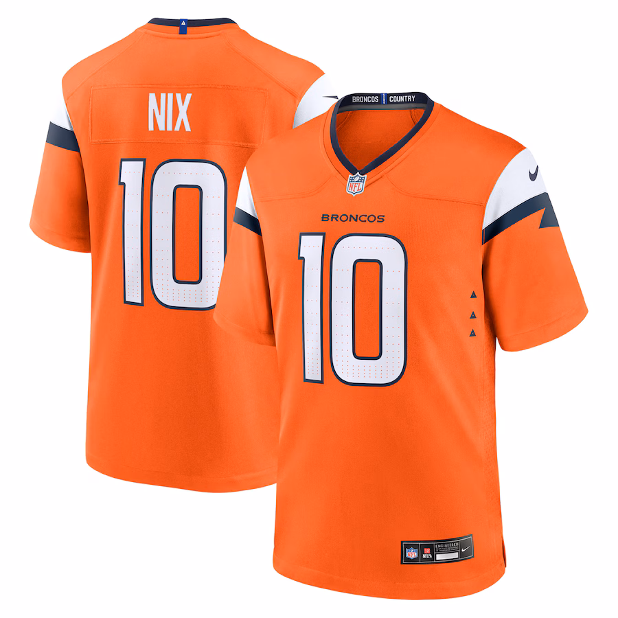 Bo Nix Denver Broncos Nike Player Game Jersey - Orange Jersey PT74996