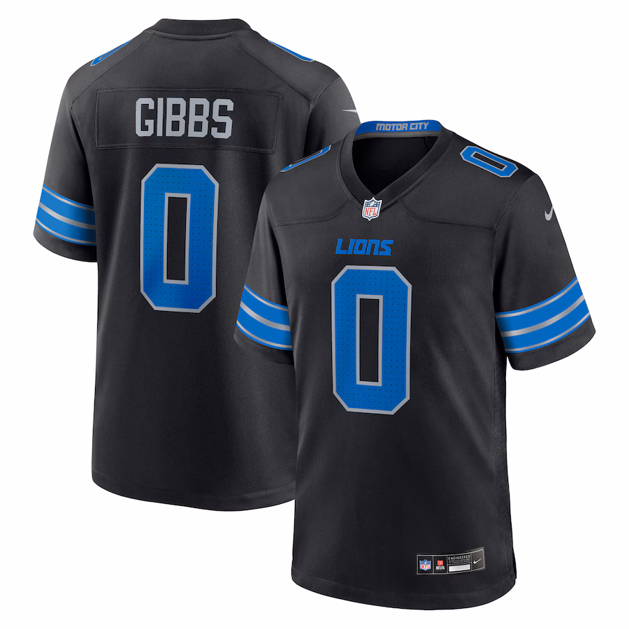 Jahmyr Gibbs Detroit Lions Nike 2nd Alternate Game Player Jersey - Black Jersey PT75000