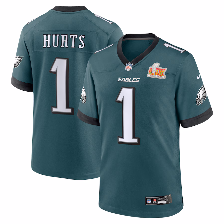Jalen Hurts Philadelphia Eagles Nike Super Bowl LIX Game Player Jersey - Midnight Green Jersey PT75004