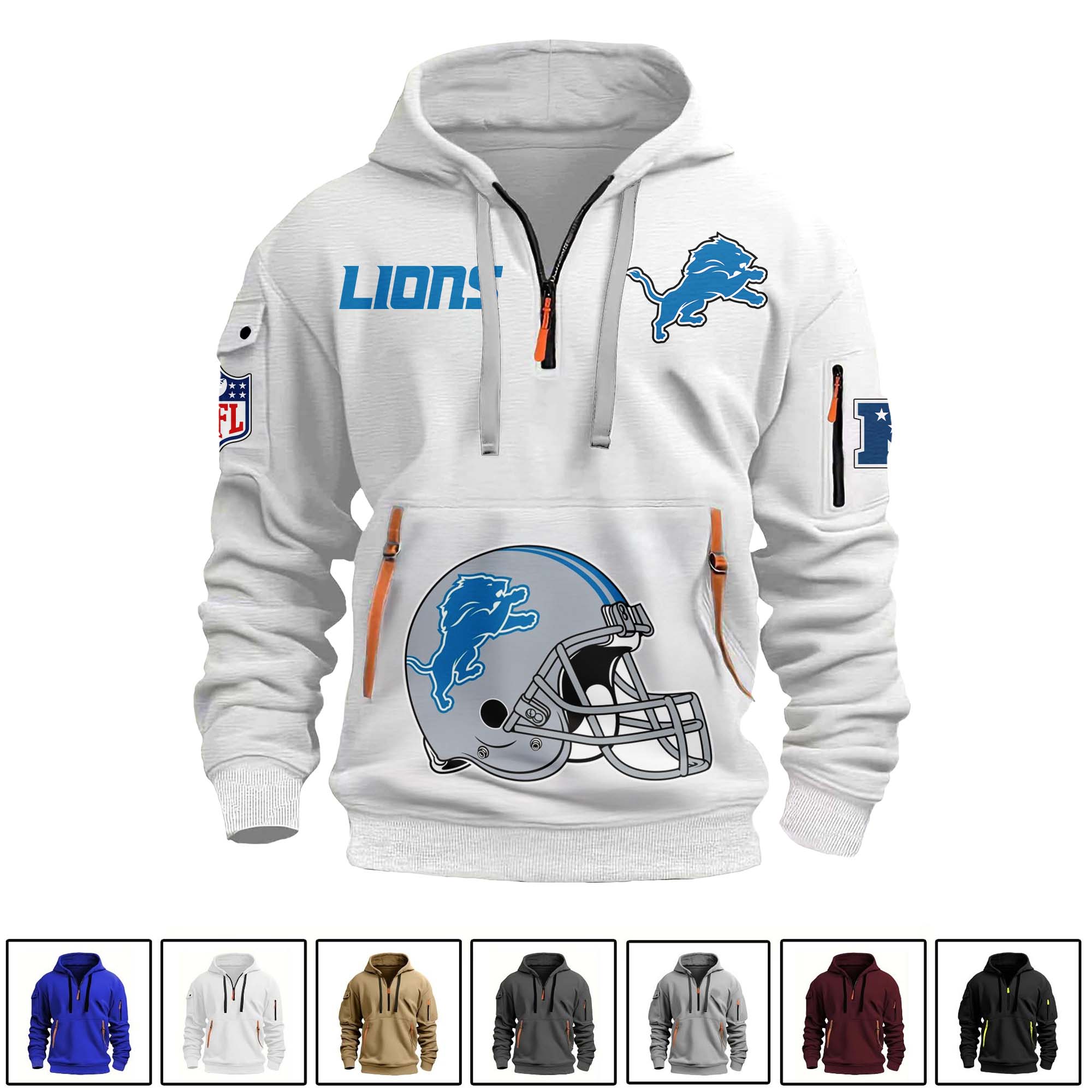 Detroit Lions Quarter Zip Hoodie PT75122