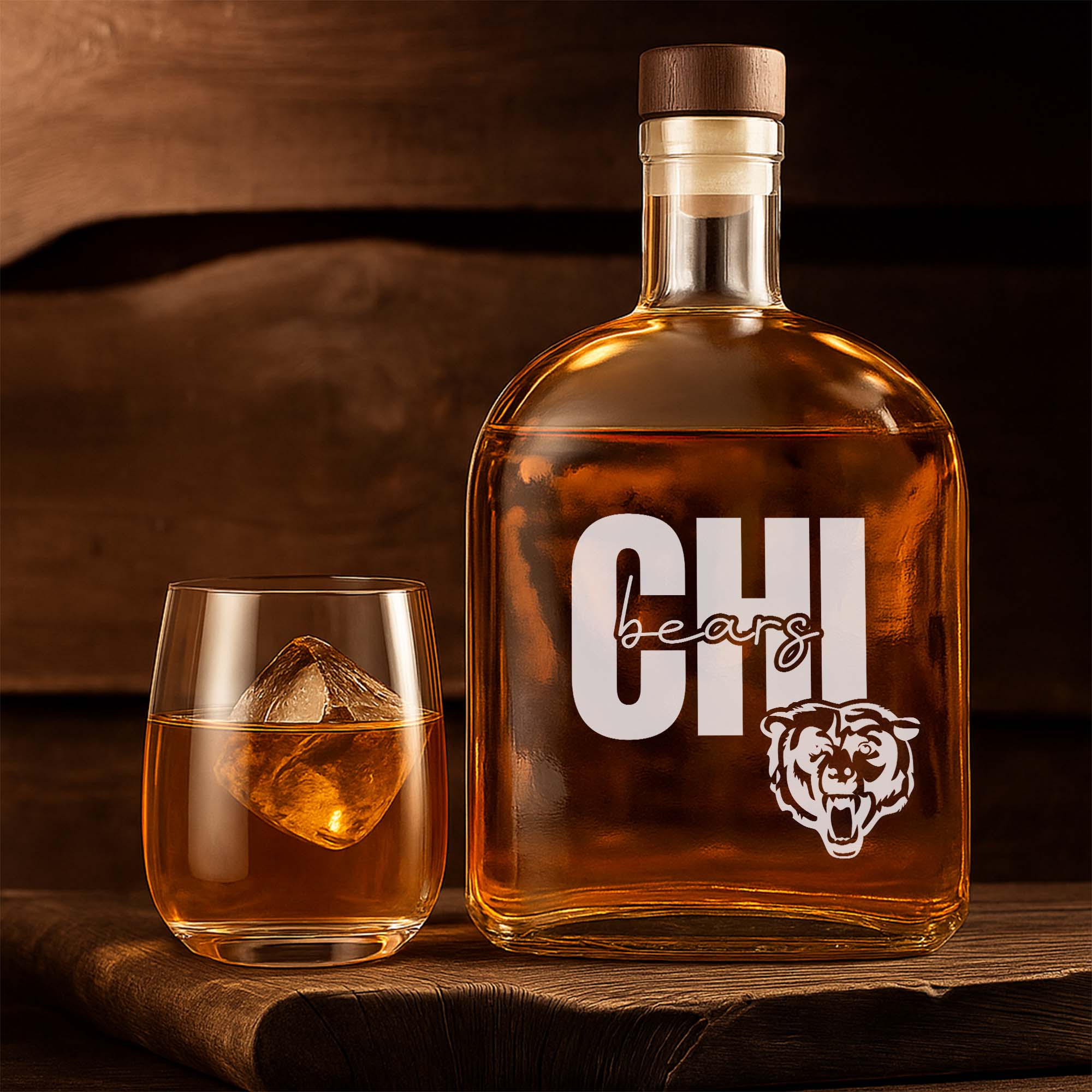 Chicago Bears 25OZ Whisky Bottle-1 Side Print PT75351