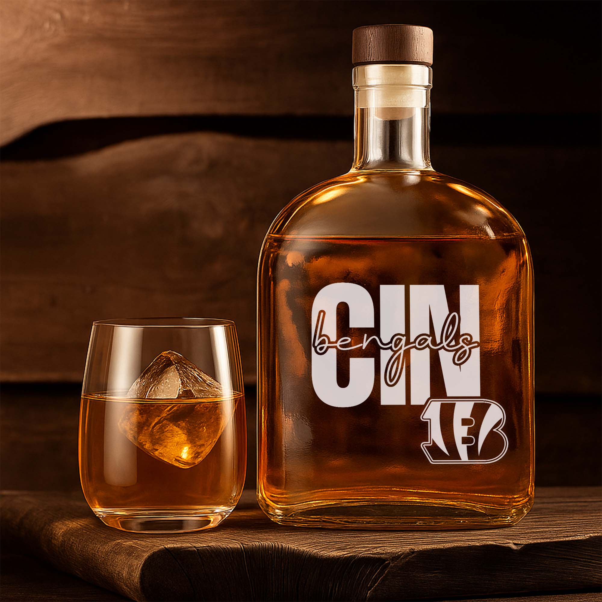 Cincinnati Bengals 25OZ Whisky Bottle-1 Side Print PT75352