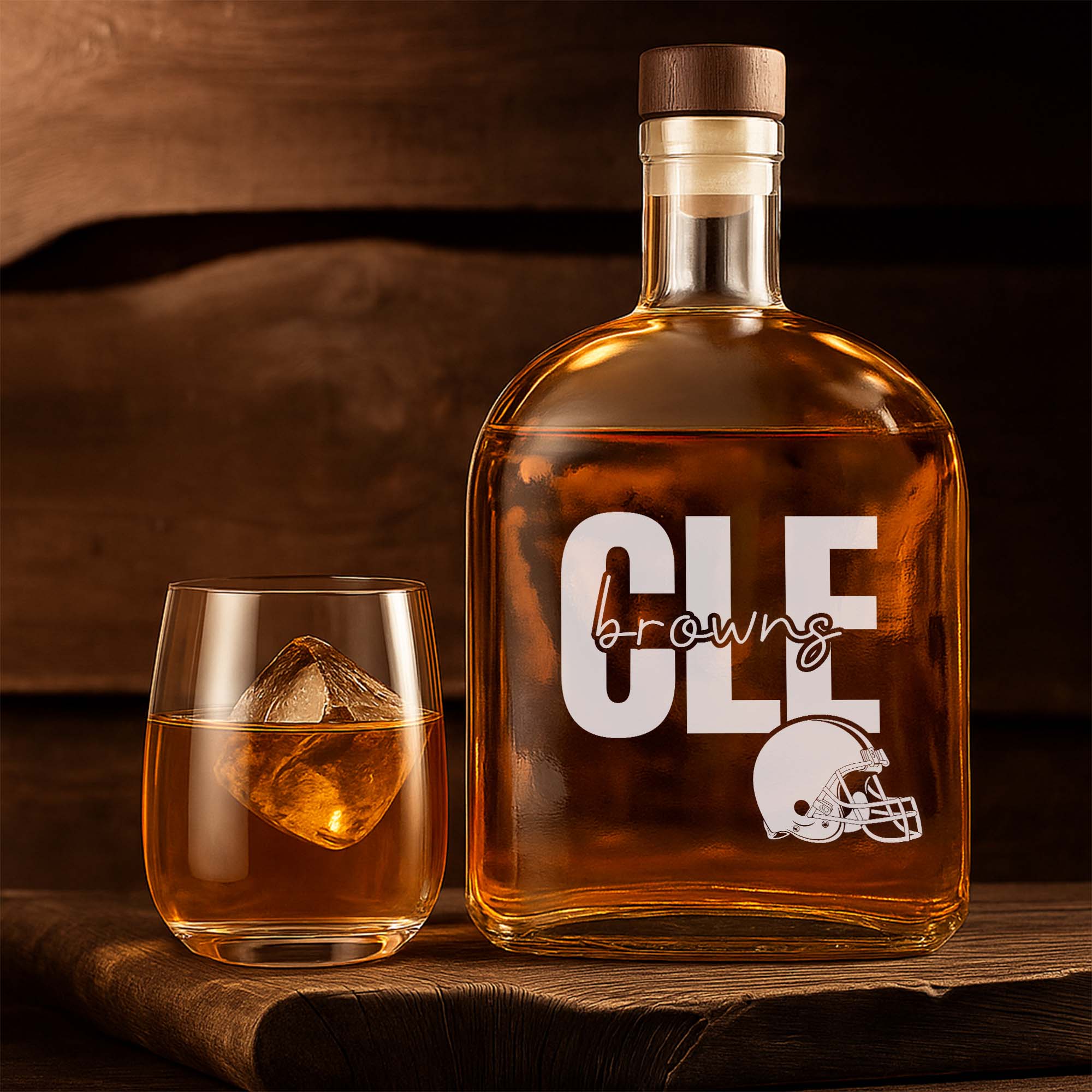 Cleveland Browns 25OZ Whisky Bottle-1 Side Print PT75353