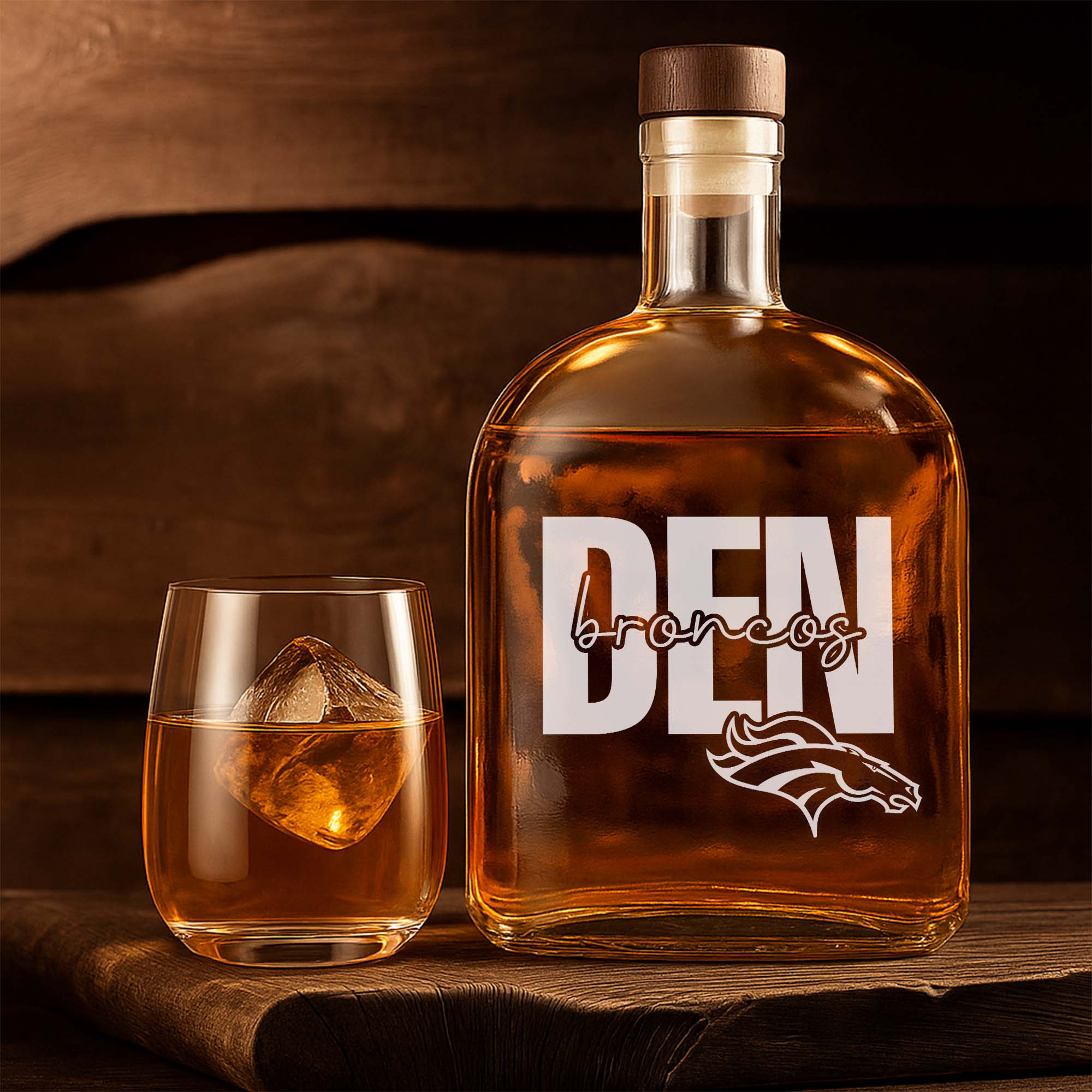 Denver Broncos 25OZ Whisky Bottle-1 Side Print PT75355