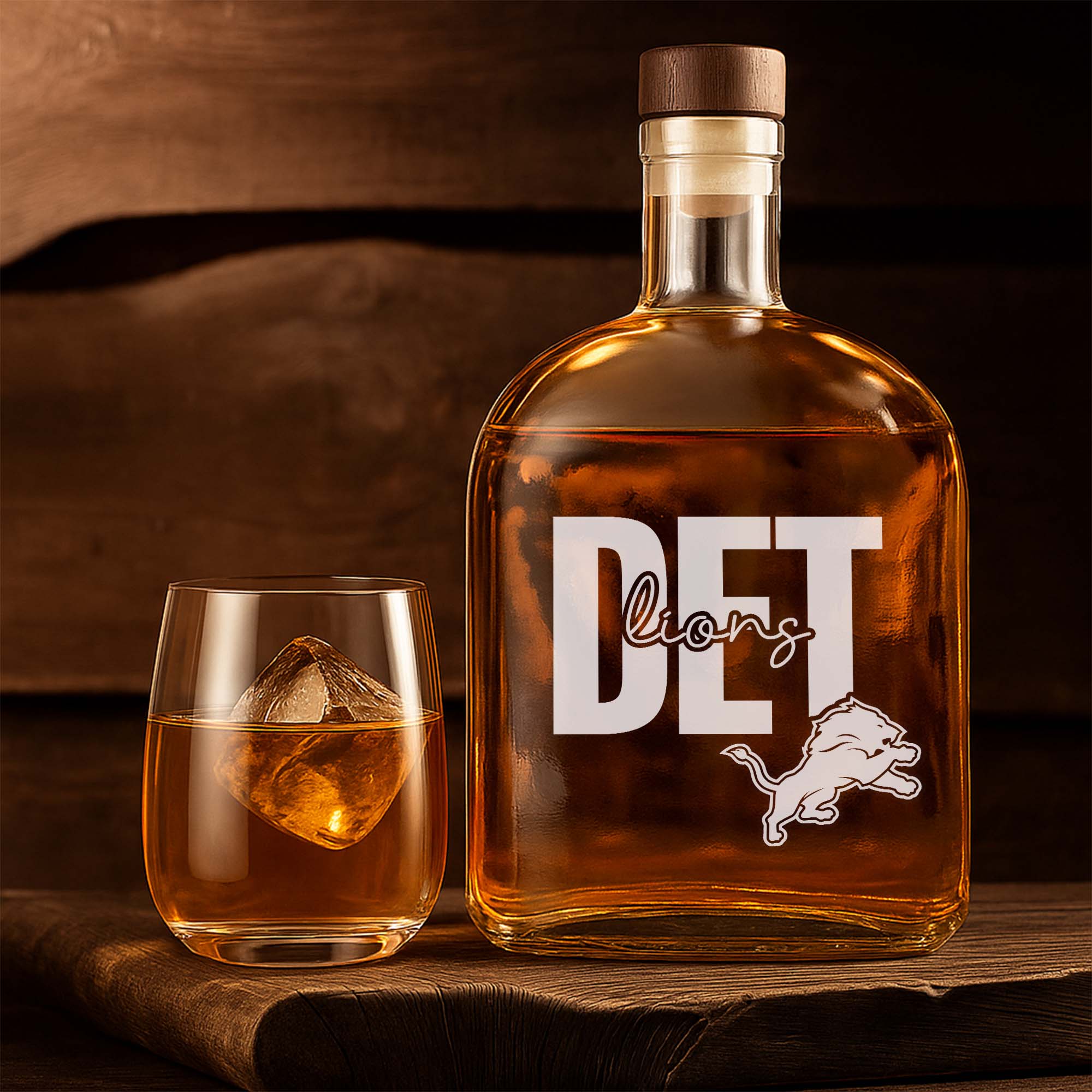 Detroit Lions 25OZ Whisky Bottle-1 Side Print PT75356