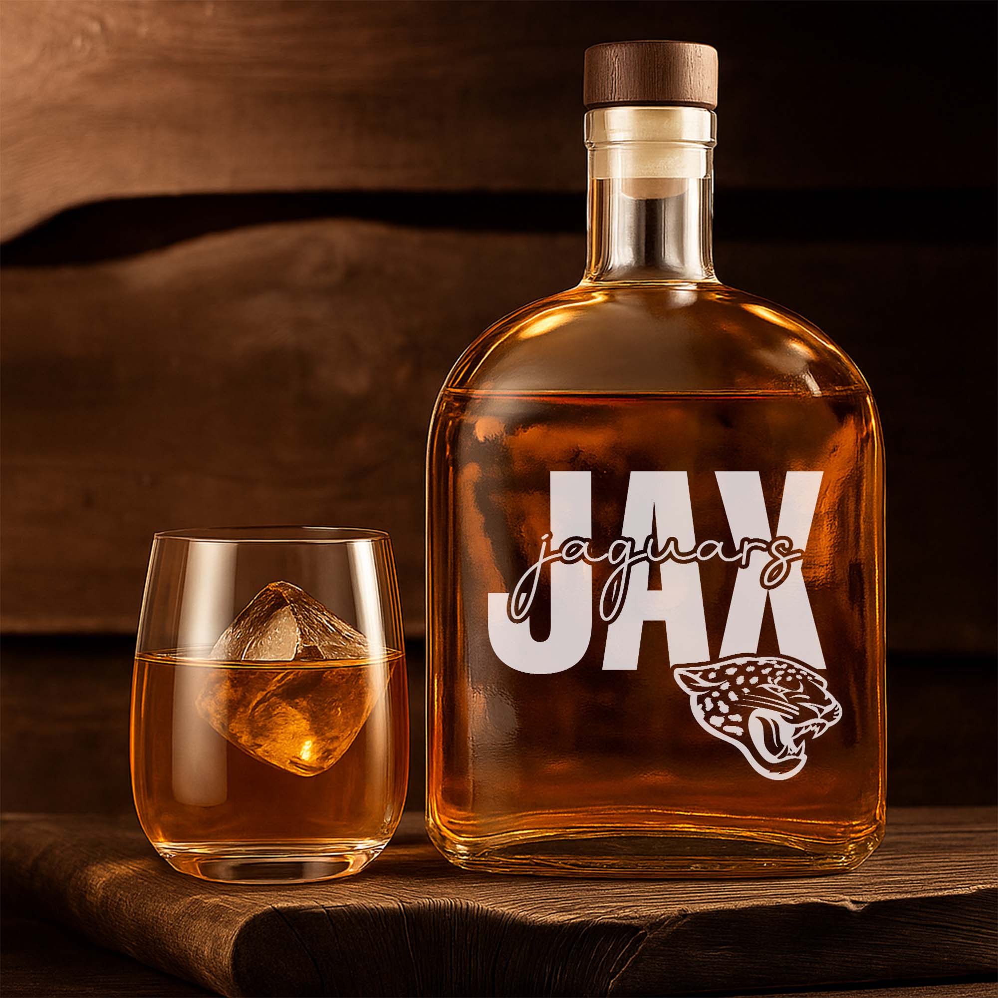 Jacksonville Jaguars 25OZ Whisky Bottle-1 Side Print PT75360
