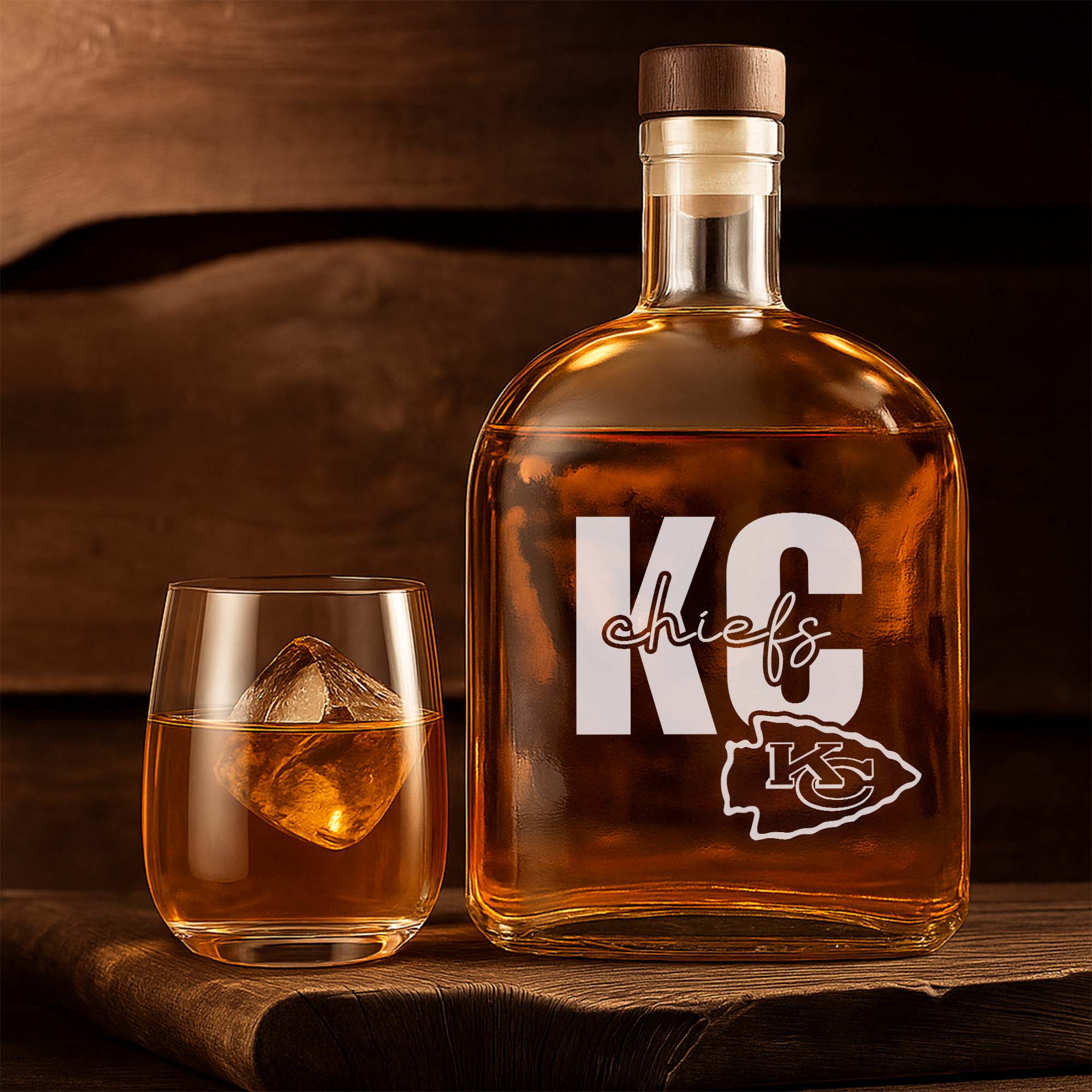 Kansas City Chiefs 25OZ Whisky Bottle-1 Side Print PT75361