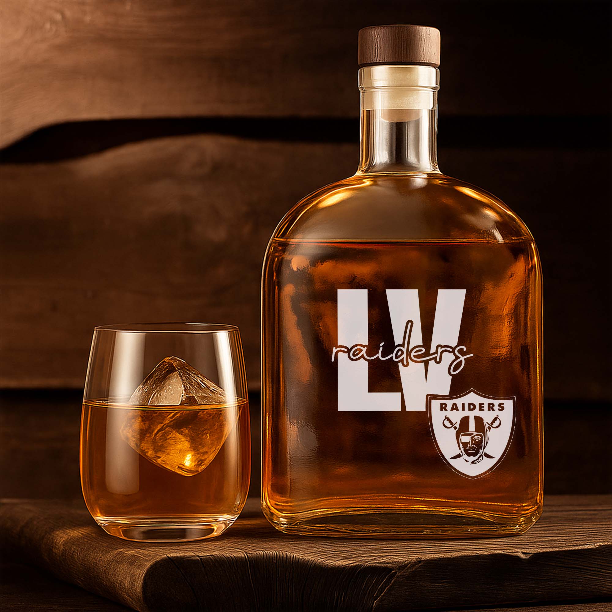 Las Vegas Raiders 25OZ Whisky Bottle-1 Side Print PT75362