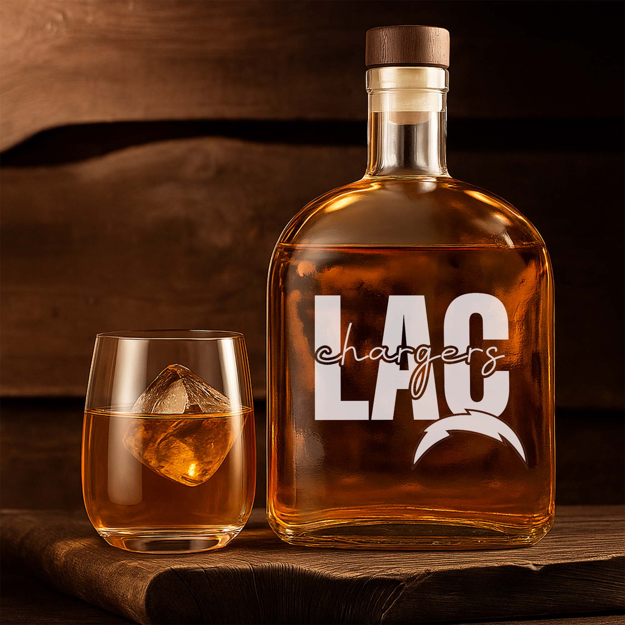 Los Angeles Chargers 25OZ Whisky Bottle-1 Side Print PT75363