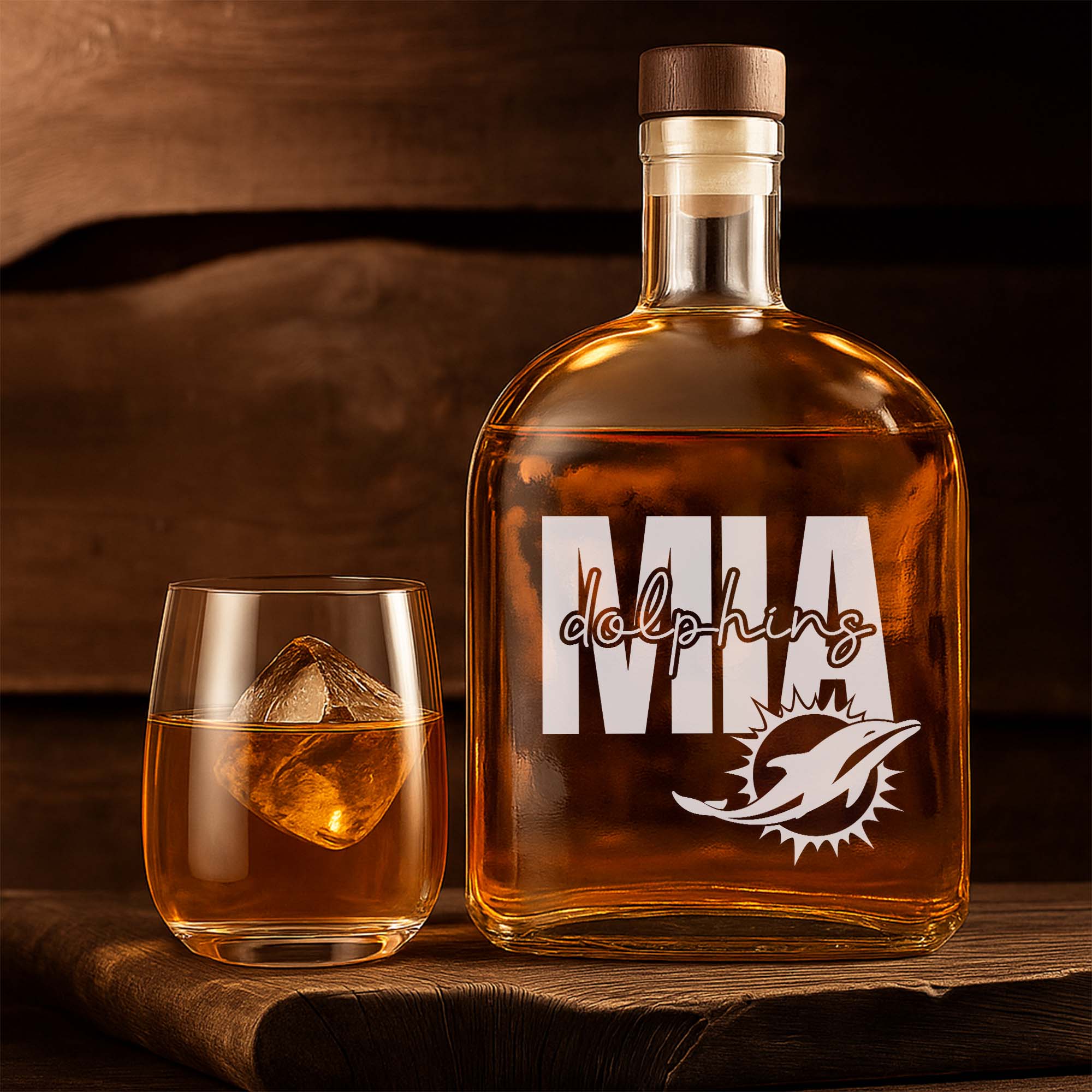 Miami Dolphins 25OZ Whisky Bottle-1 Side Print PT75365