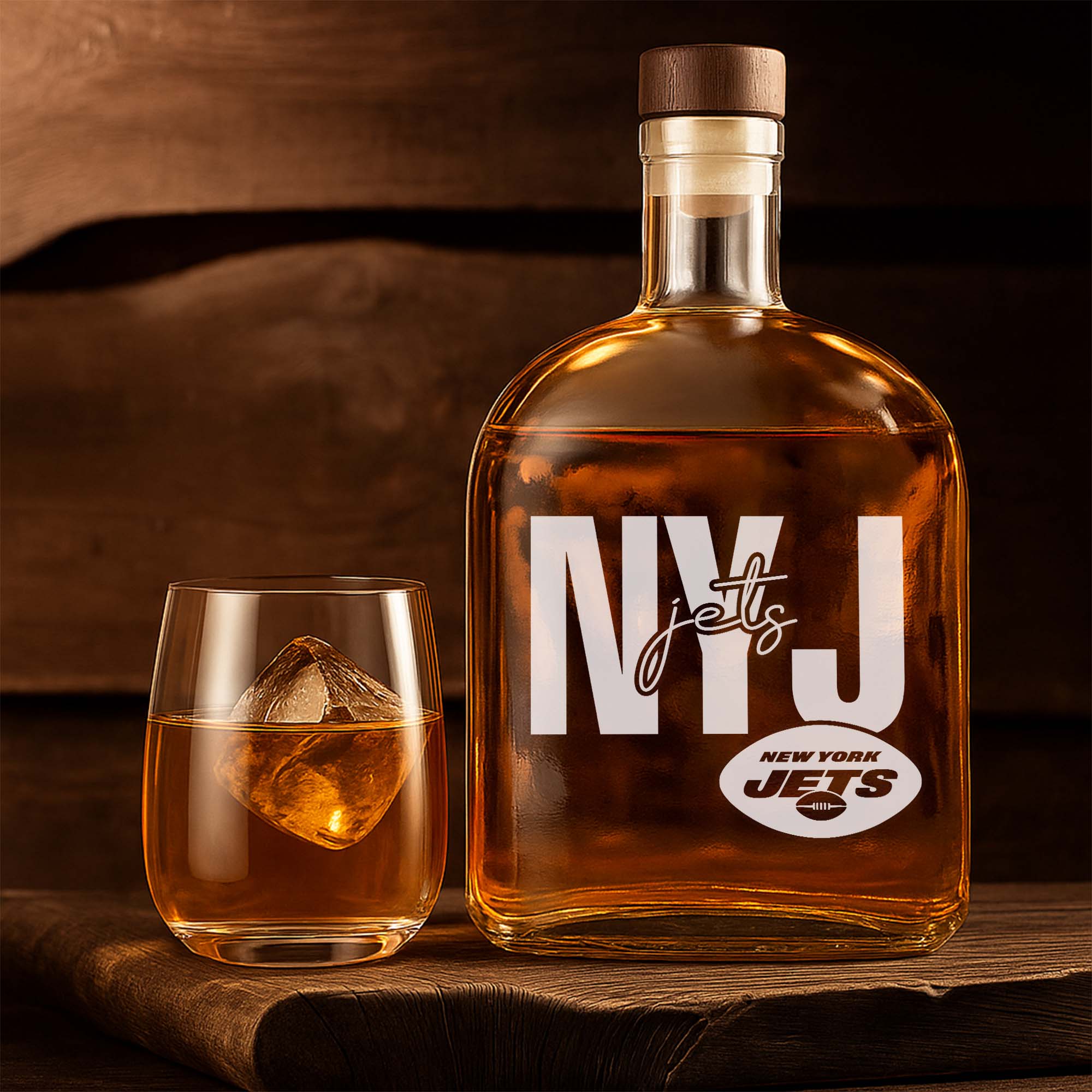 New York Jets 25OZ Whisky Bottle-1 Side Print PT75370