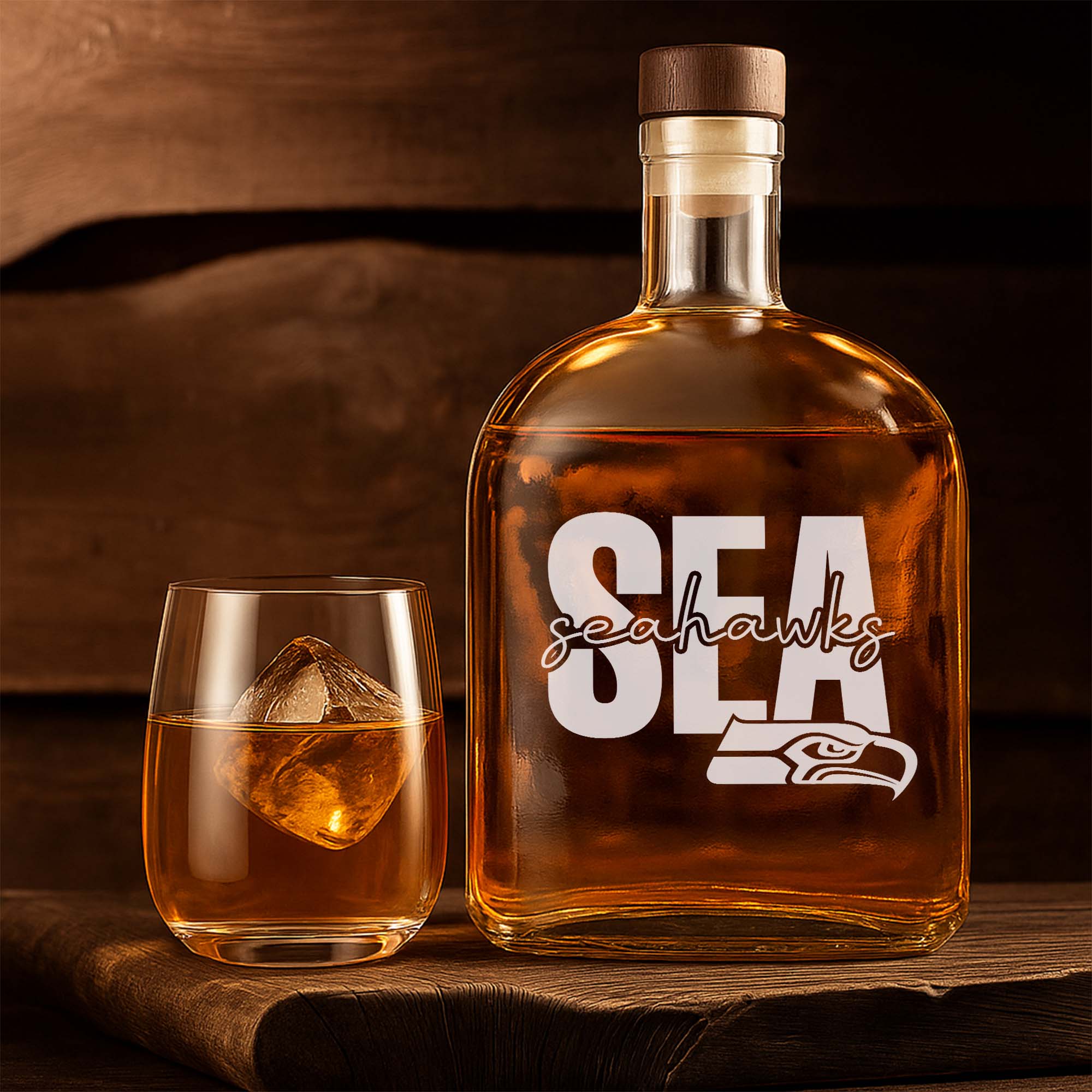 Seattle Seahawks 25OZ Whisky Bottle-1 Side Print PT75374