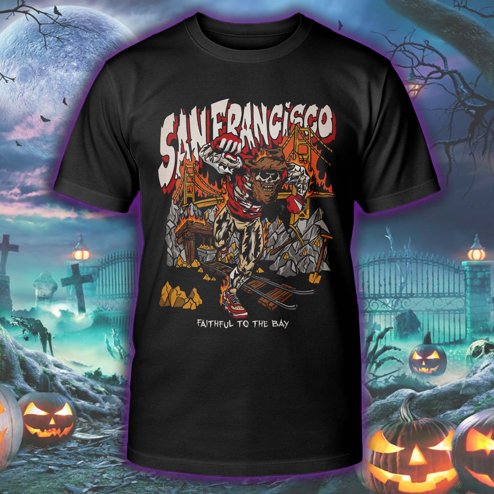 49ers- Faithful to the Bay Halloween Skeleton T-shirt PT75495