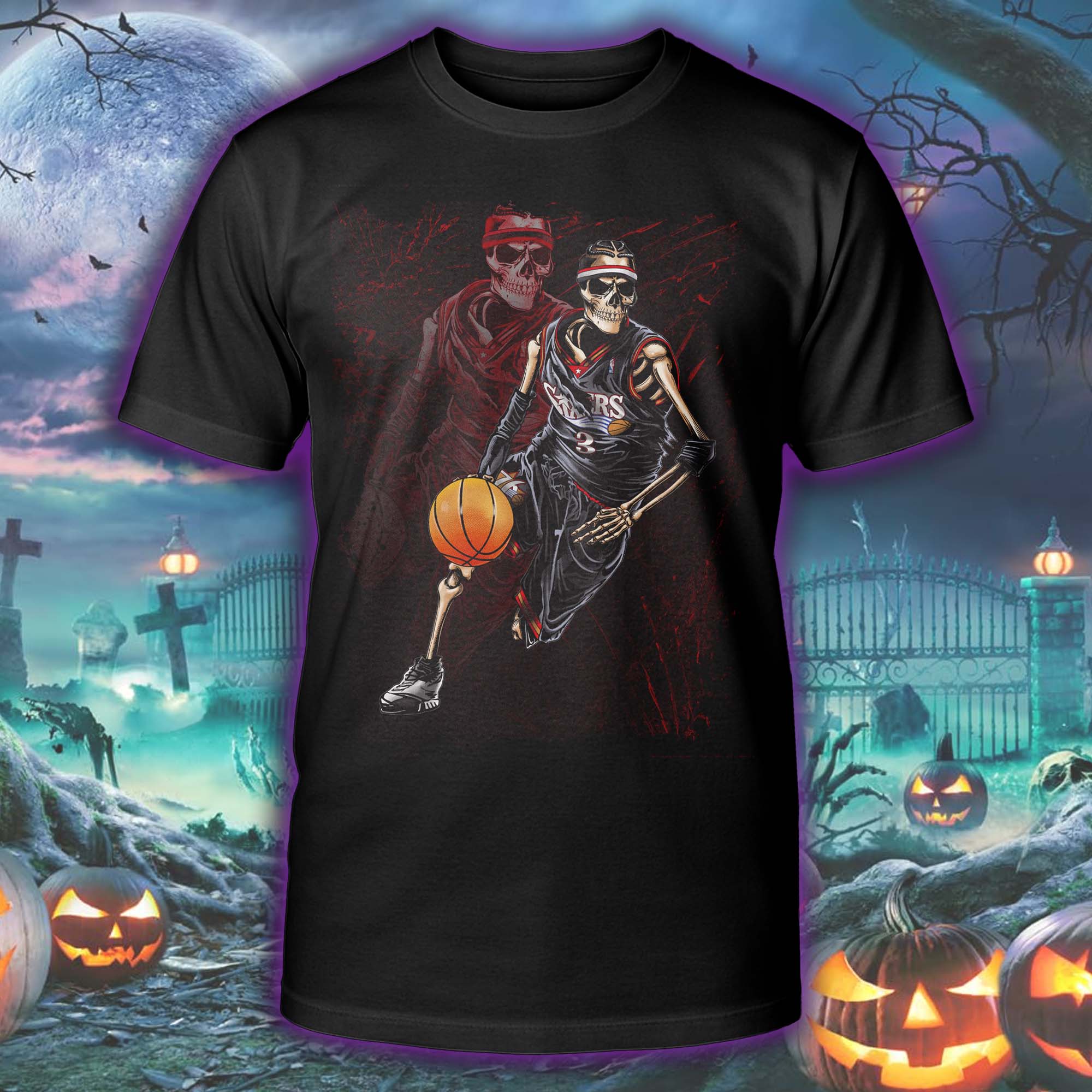 Allen Iverson Skeleton Halloween Skeleton T-shirt PT75497