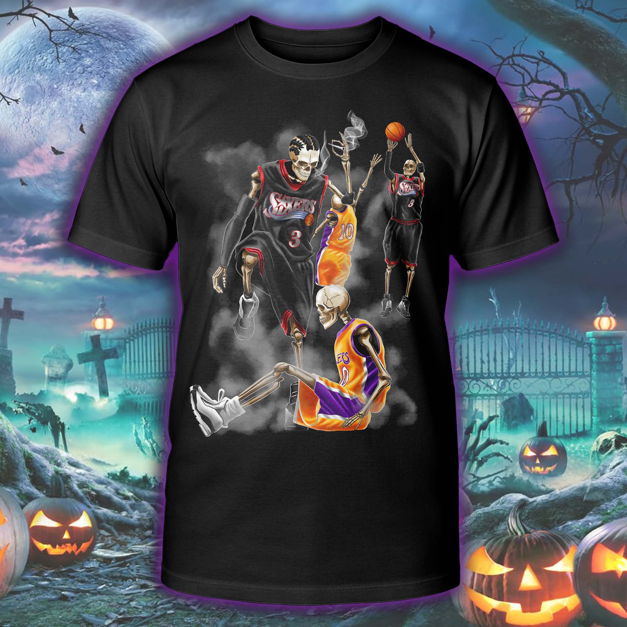 Allen Iverson Step Over Halloween Skeleton T-shirt PT75498