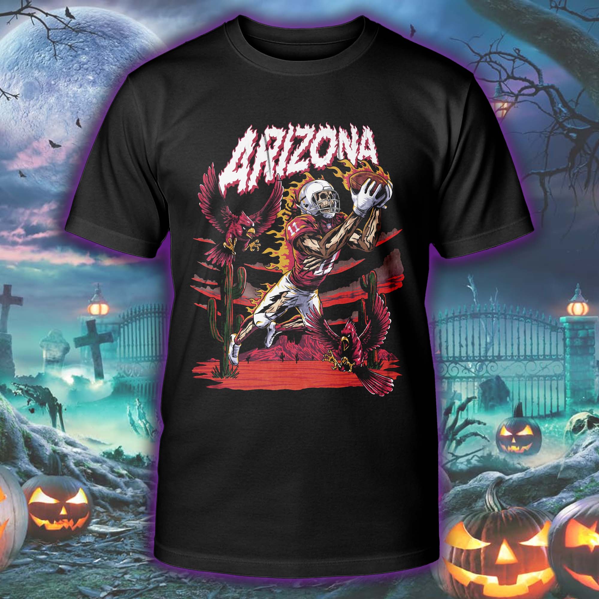Arizona Cardinals Skeleton Halloween Skeleton T-shirt PT75499