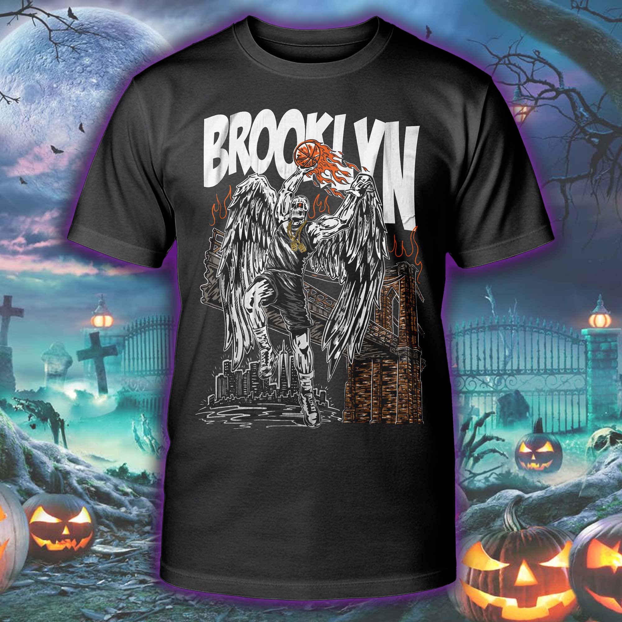 Brooklyn Nets- Monster Dunk Halloween Skeleton T-shirt PT75502