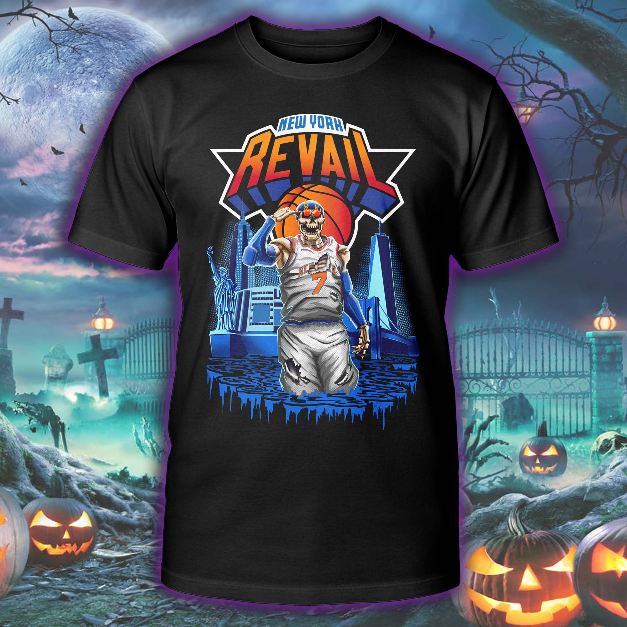 Carmelo Anthony New York Knicks Skeleton Halloween Skeleton T-shirt PT75505