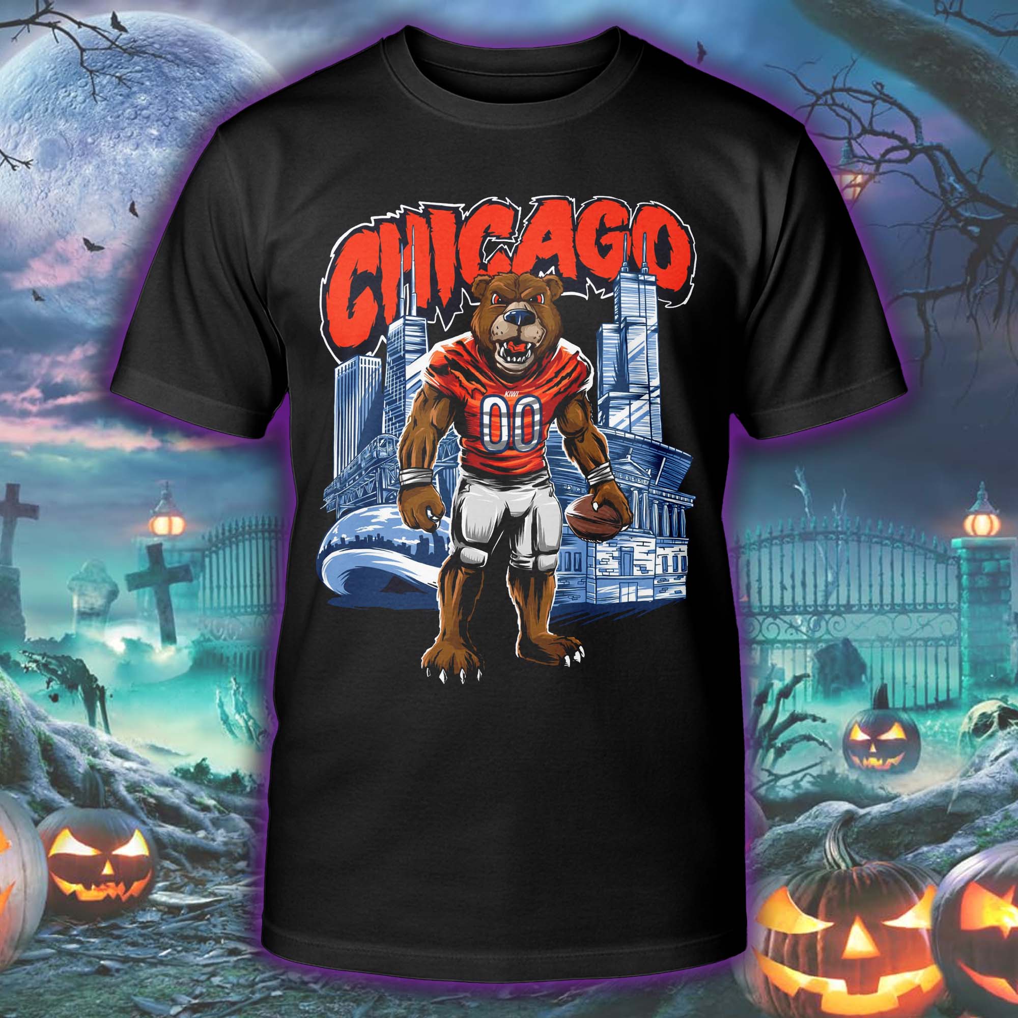 Chicago Bears Mascot Mayhem Halloween Skeleton T-shirt PT75506