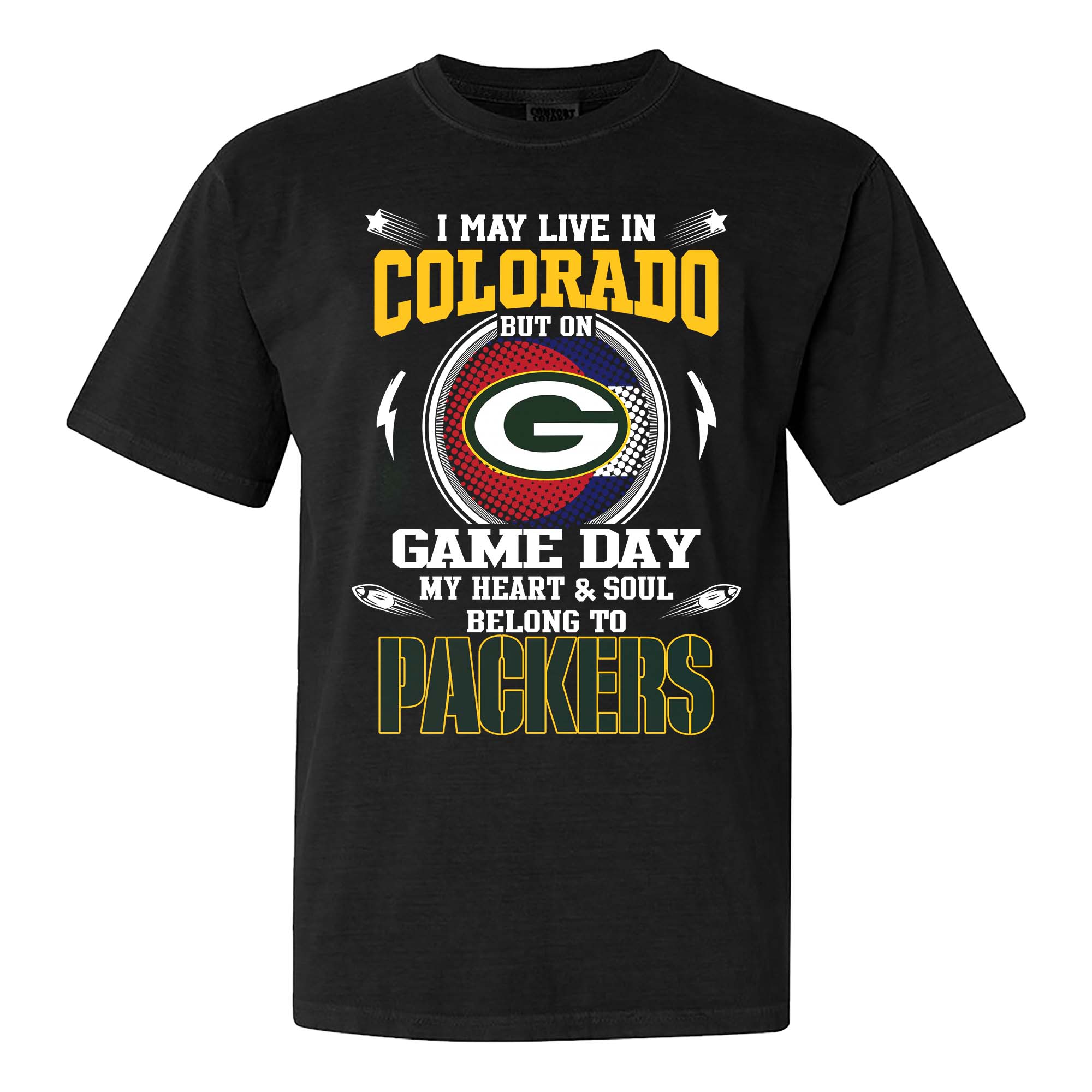 I May Live In Colorado But On Game Day My Heart And Soul Belongs To Green Bay Packers Shirt PT75449