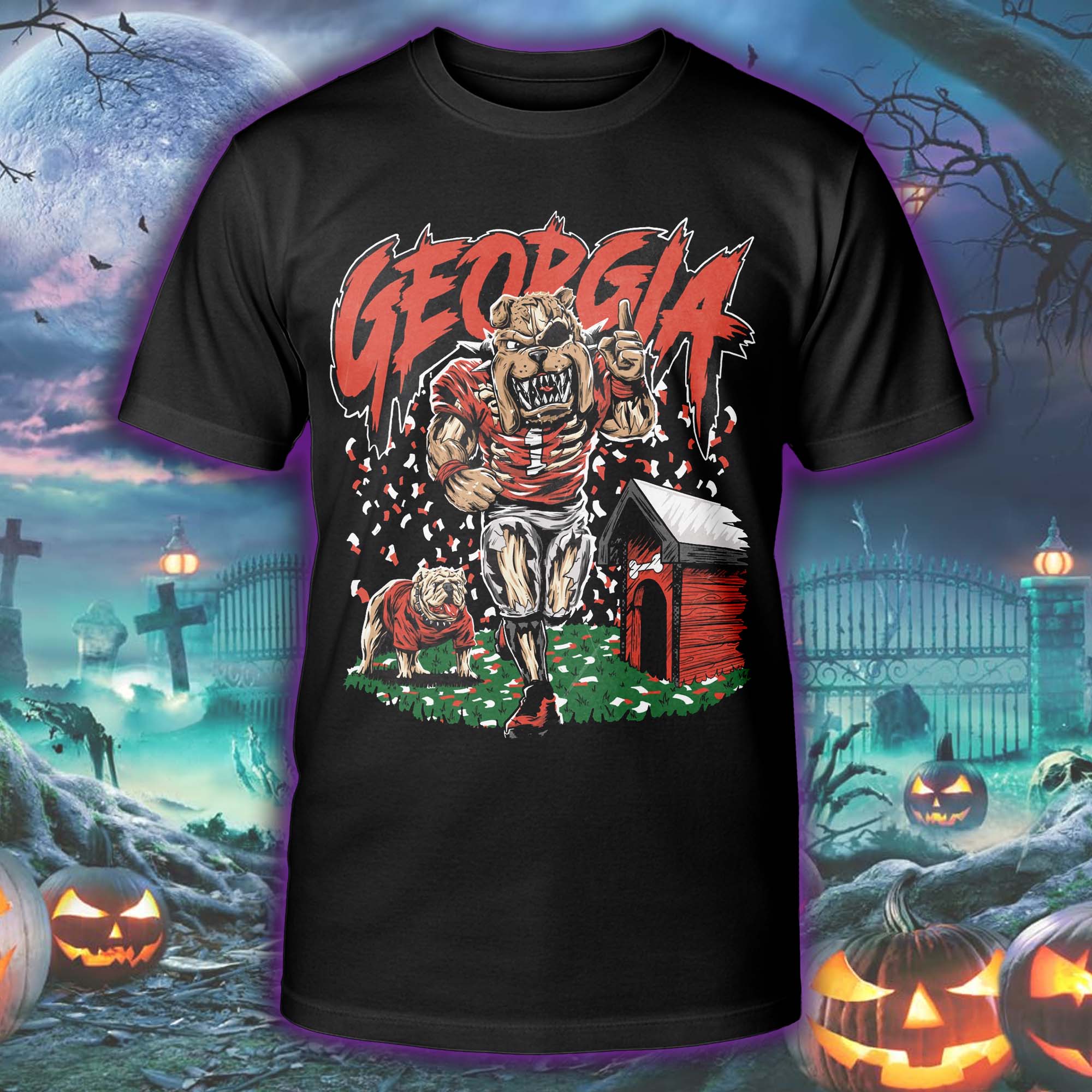 Georgia Football Mascot Mayhem Halloween Skeleton T-shirt PT75522