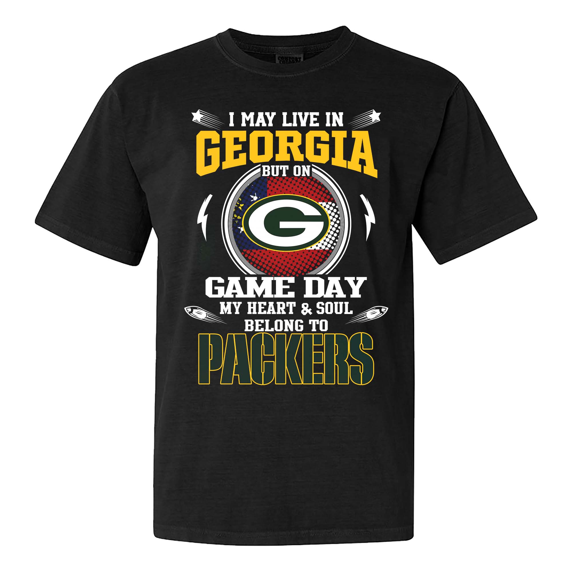 I May Live In Georgia But On Game Day My Heart And Soul Belongs To Green Bay Packers Shirt PT75454