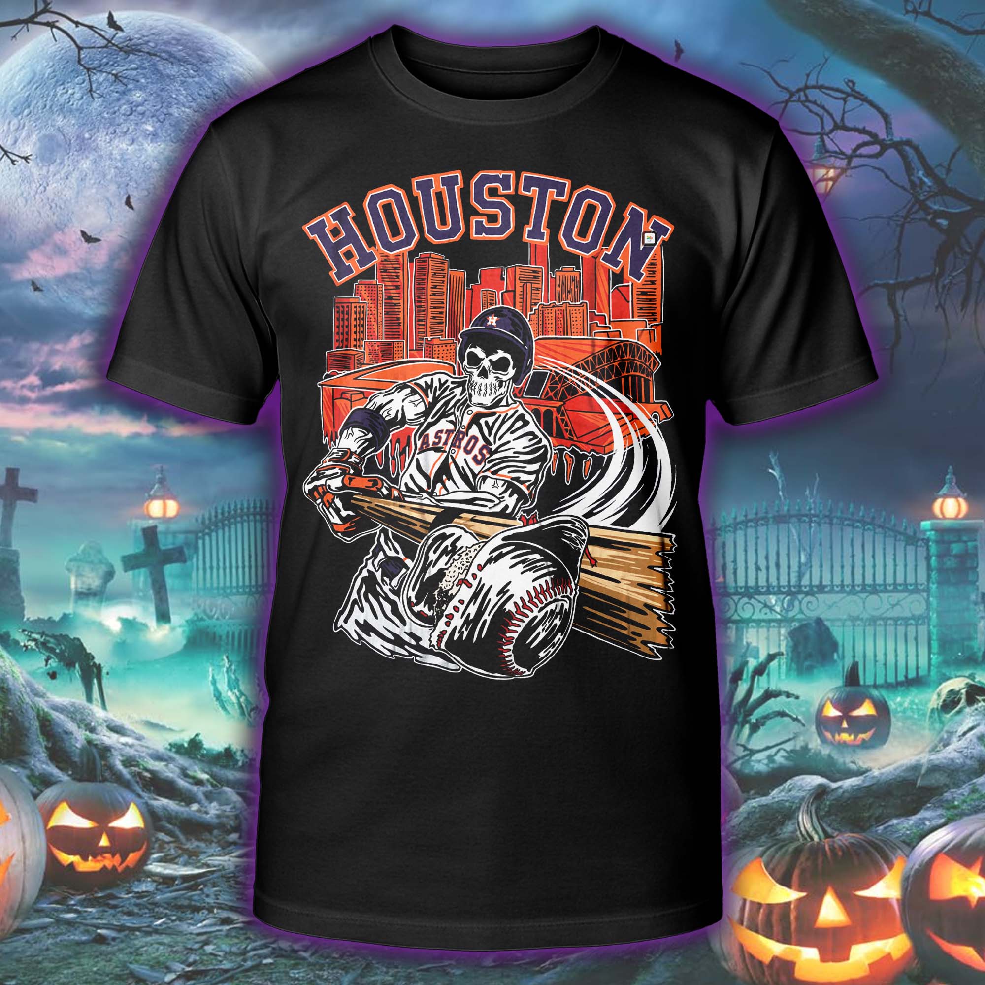 Houston Astros- Warren Lotas Inspired Halloween Skeleton T-shirt PT75526
