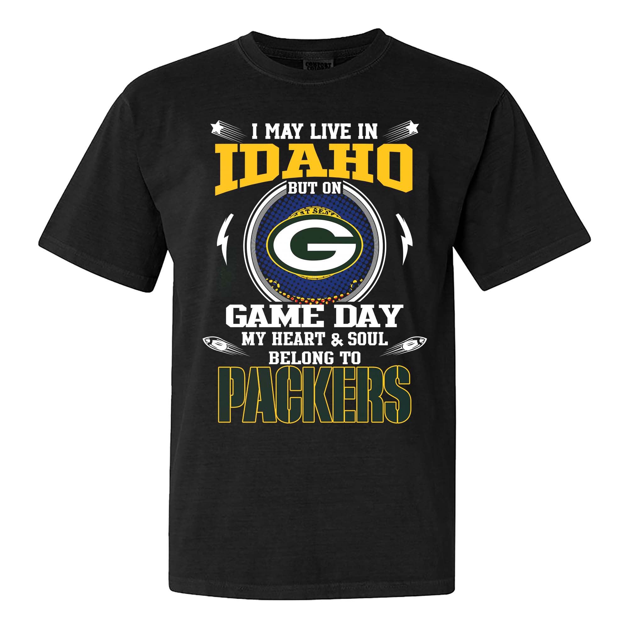 I May Live In Idaho But On Game Day My Heart And Soul Belongs To Green Bay Packers Shirt PT75456