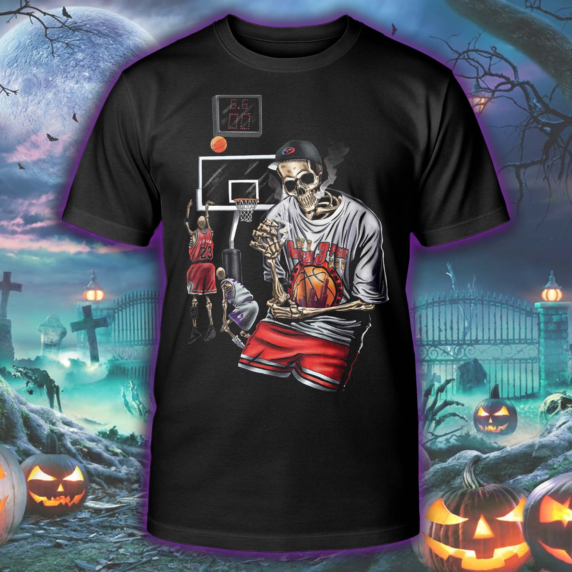Jordan_s Last Shot Poster- Chicago Bulls Halloween Skeleton T-shirt PT75531