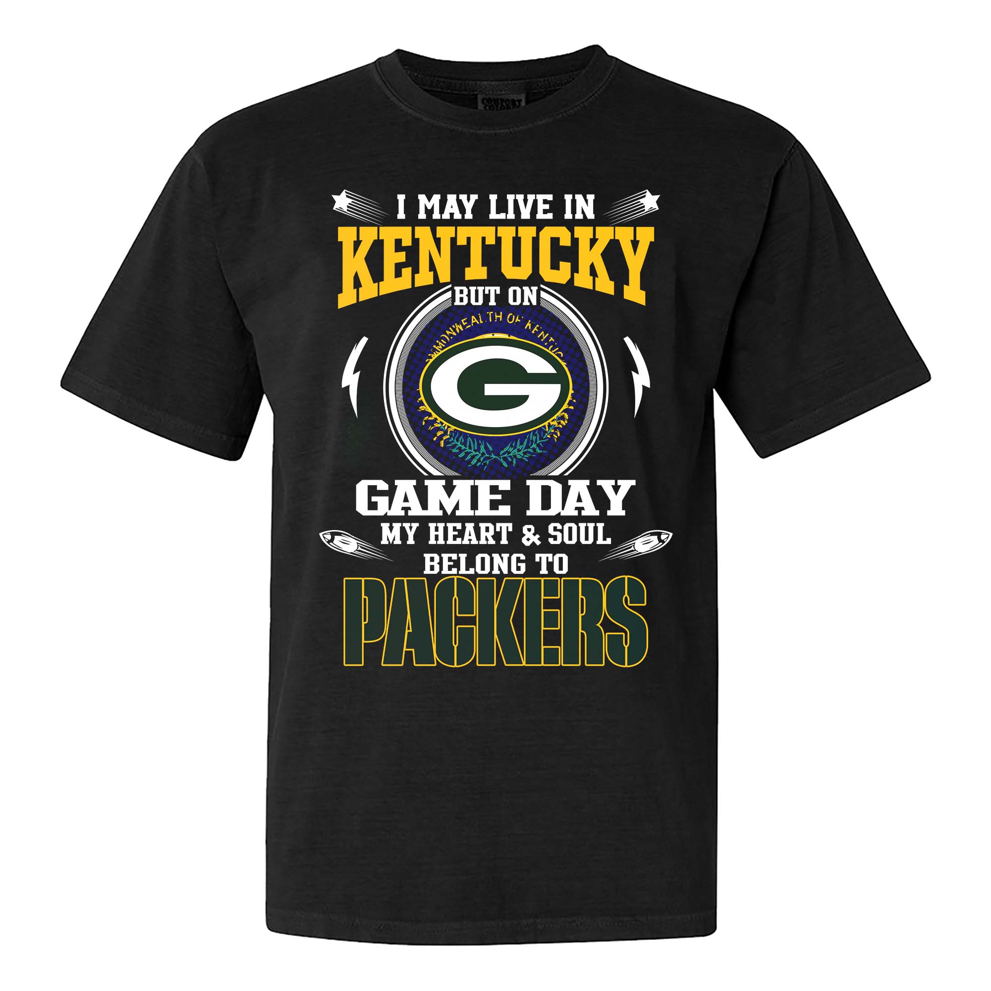 I May Live In Kentucky But On Game Day My Heart And Soul Belongs To Green Bay Packers Shirt PT75460