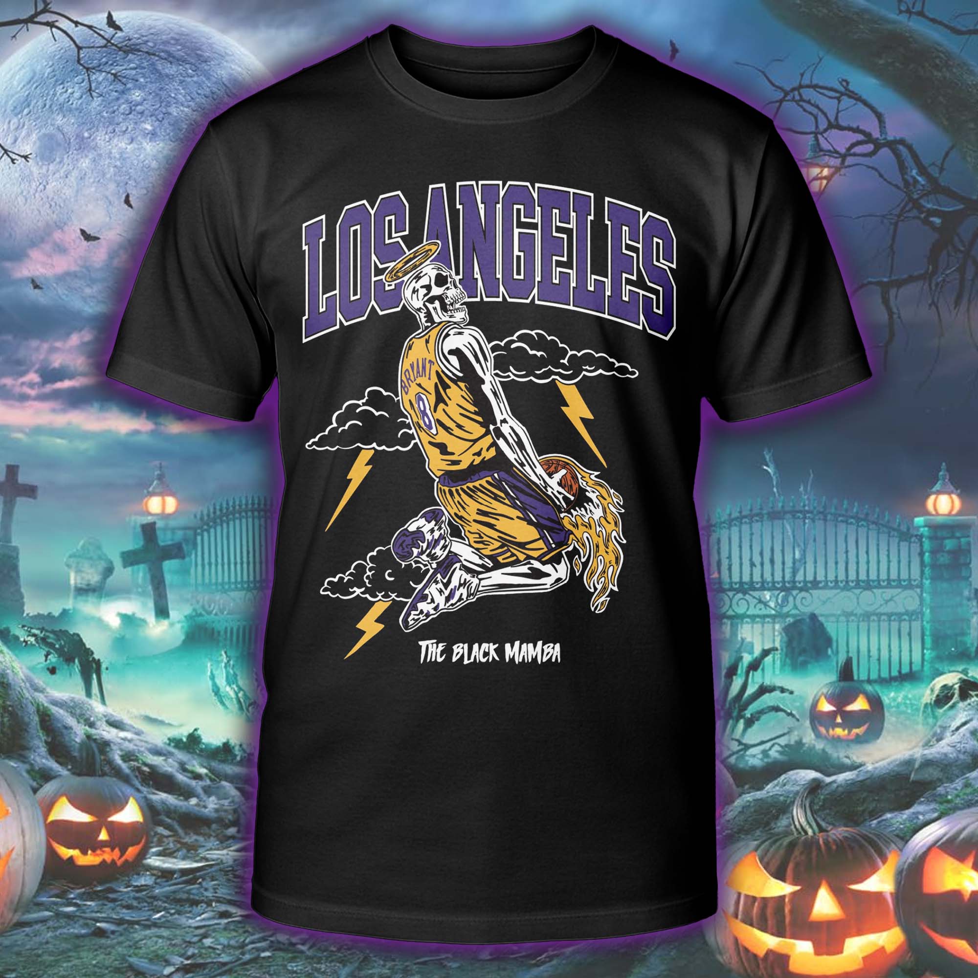 Kobe Bryant-Black Mamba Lakers Halloween Skeleton T-shirt PT75534