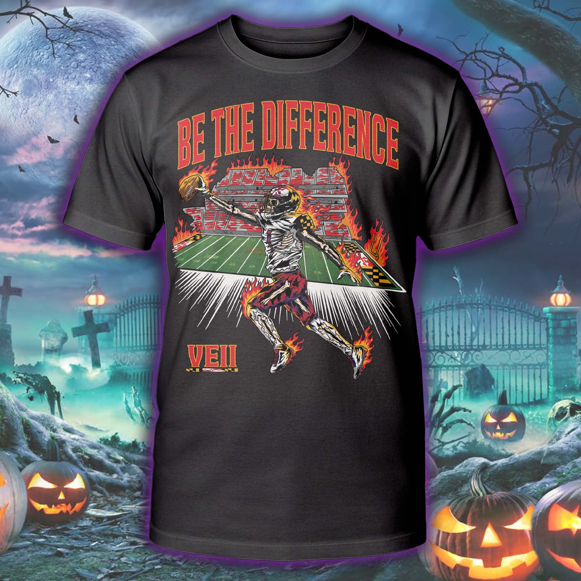 Maryland Terps Stefon Diggs Halloween Skeleton T-shirt PT75540