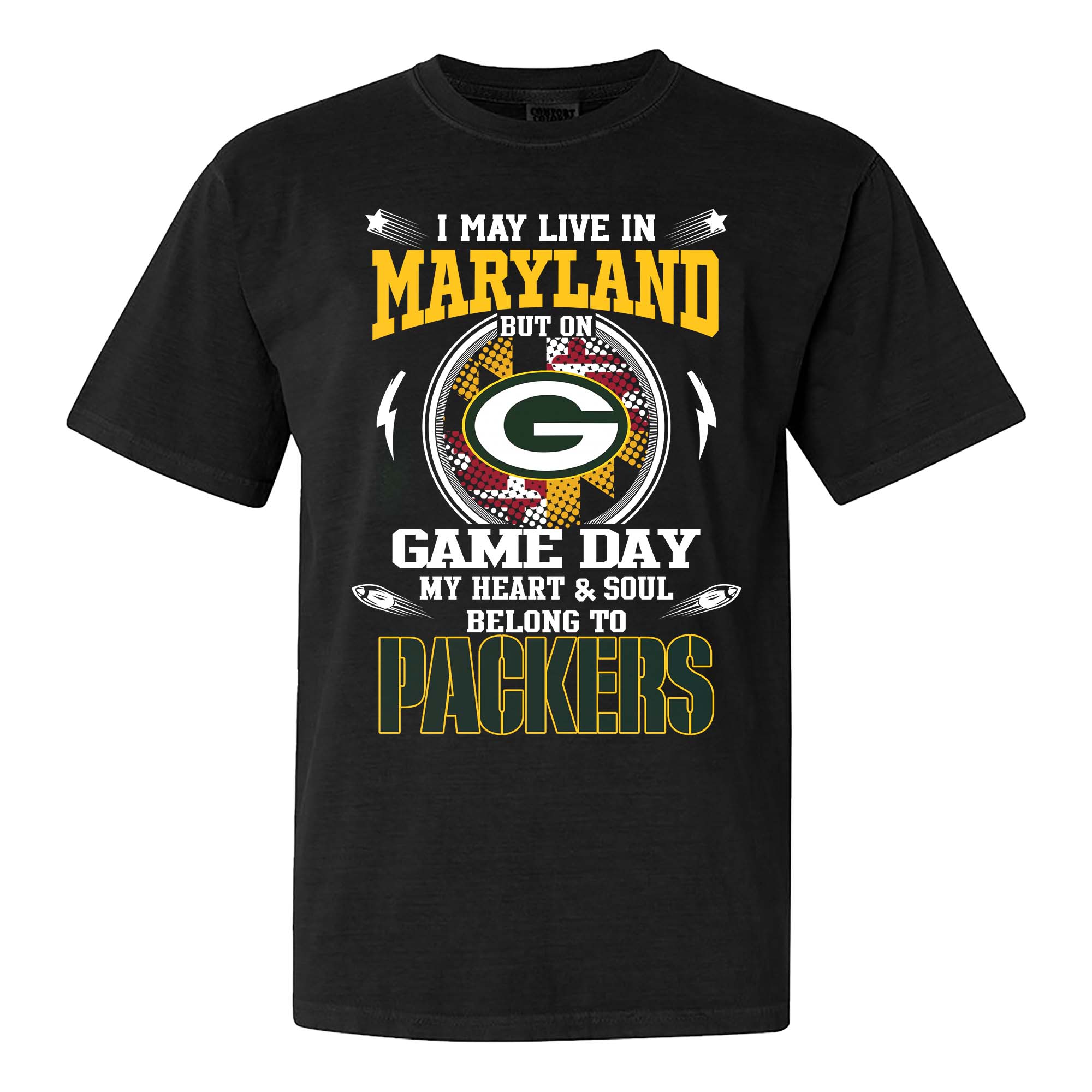 I May Live In Maryland But On Game Day My Heart And Soul Belongs To Green Bay Packers Shirt PT75463