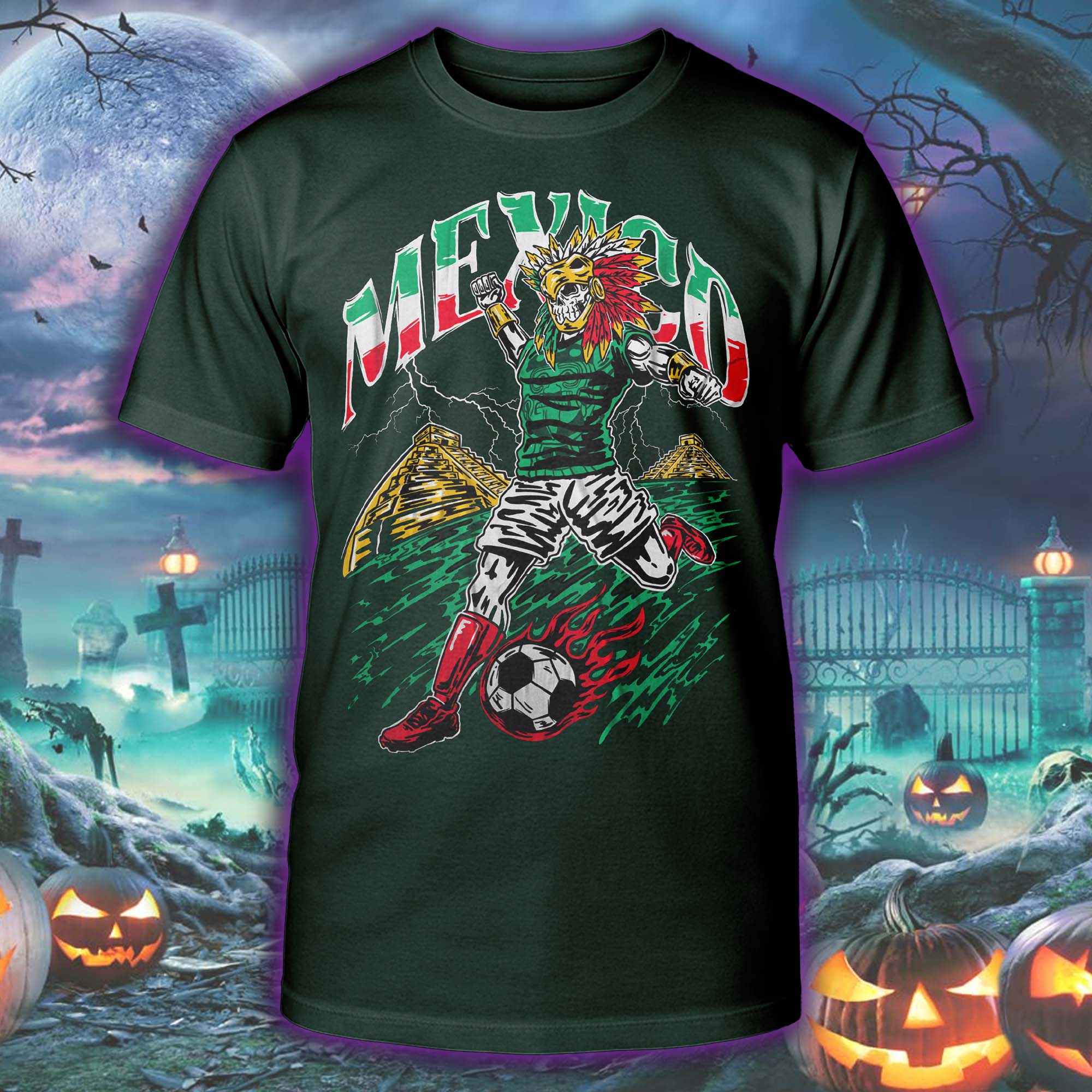 Mexico Soccer Warren Lotas Inspired Halloween Skeleton T-shirt PT75541