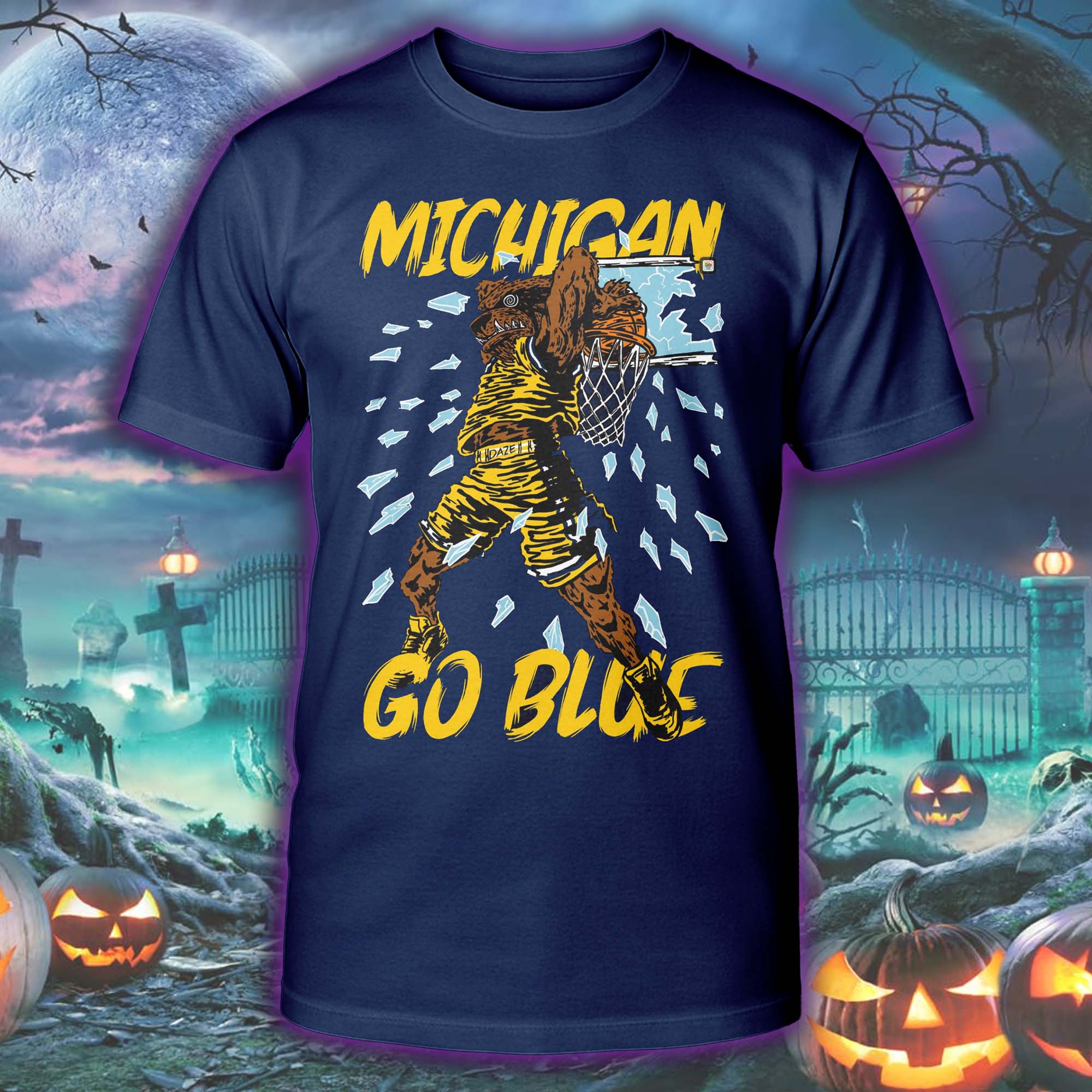 Michigan Wolverines Monster Dunk Halloween Skeleton T-shirt PT75545