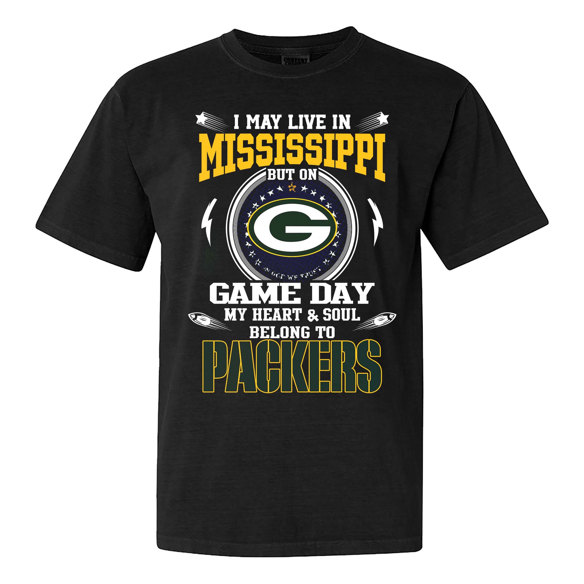 I May Live In Mississippi But On Game Day My Heart And Soul Belongs To Green Bay Packers Shirt PT75467