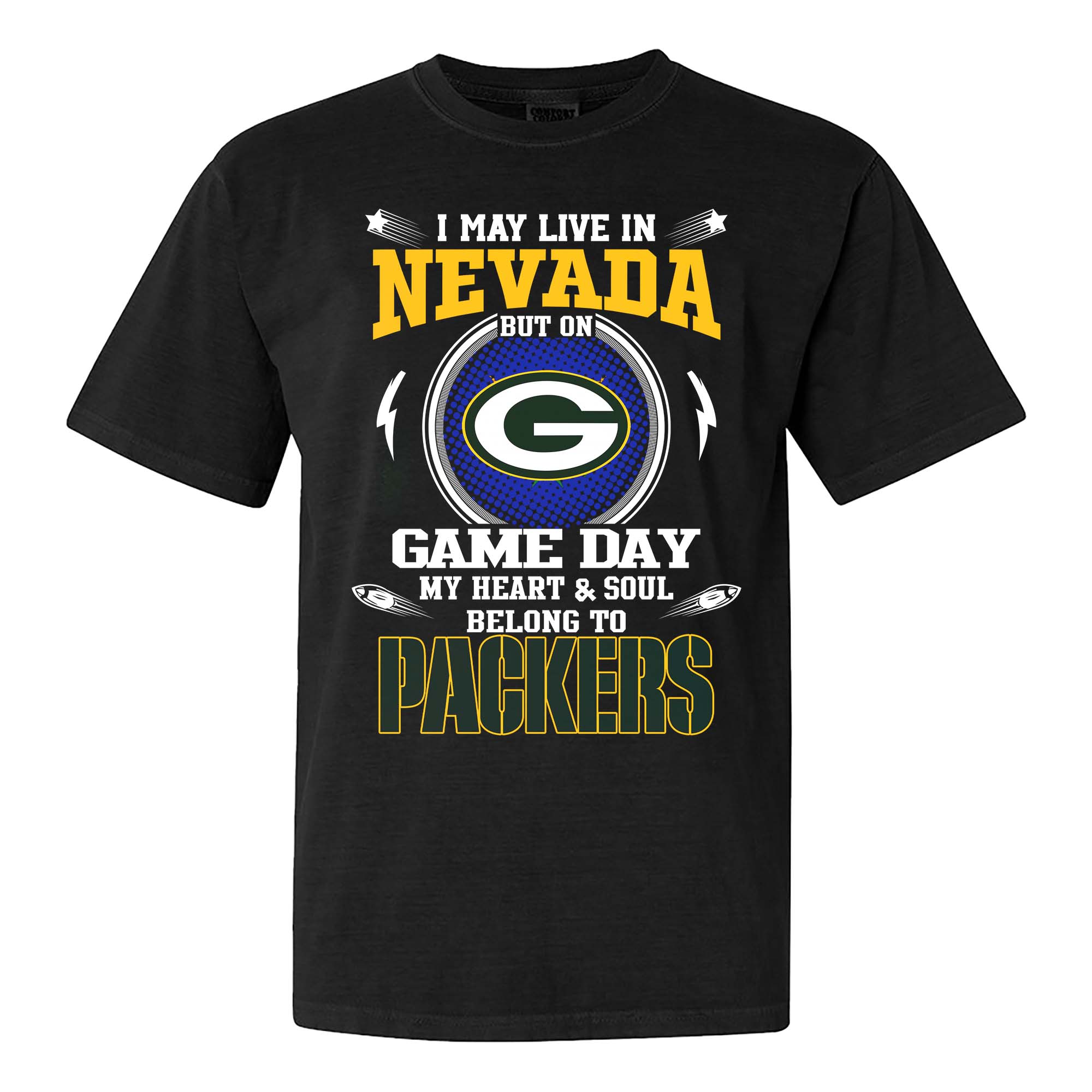 I May Live In Nevada But On Game Day My Heart And Soul Belongs To Green Bay Packers Shirt PT75471