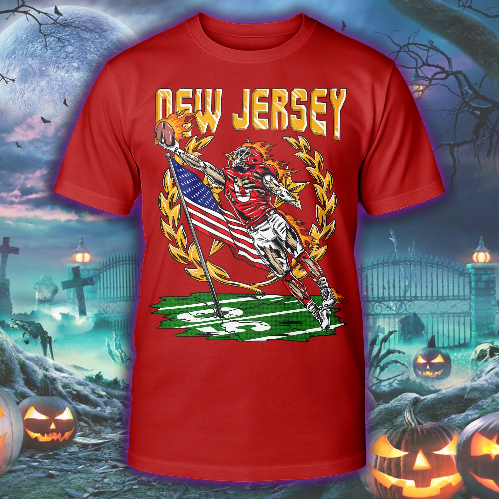 New Jersey Generals Football Skeleton Halloween Skeleton T-shirt PT75547