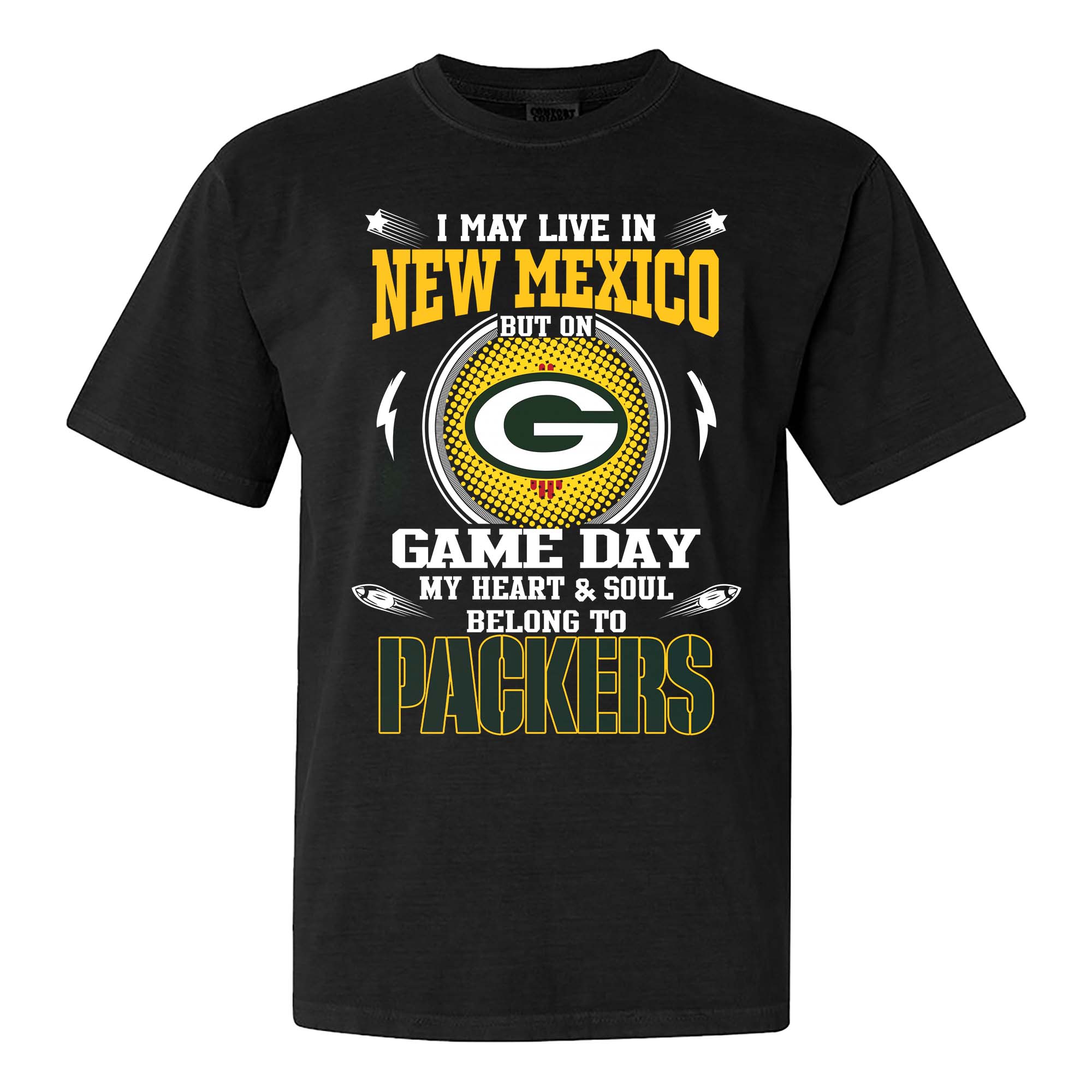I May Live In New Mexico But On Game Day My Heart And Soul Belongs To Green Bay Packers Shirt PT75474