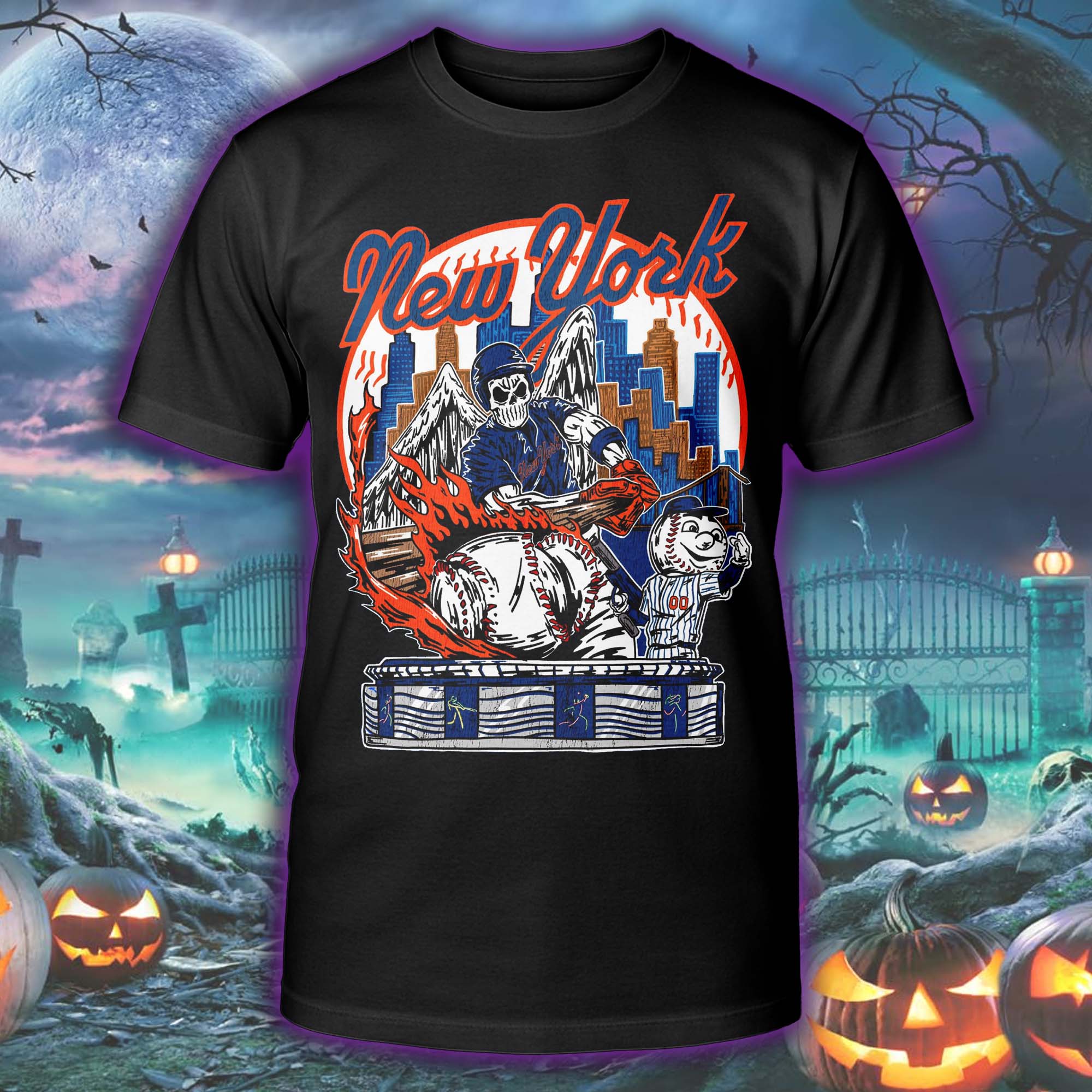 New York Mets Warren Lotas Inspired Tee Halloween Skeleton T-shirt PT75550