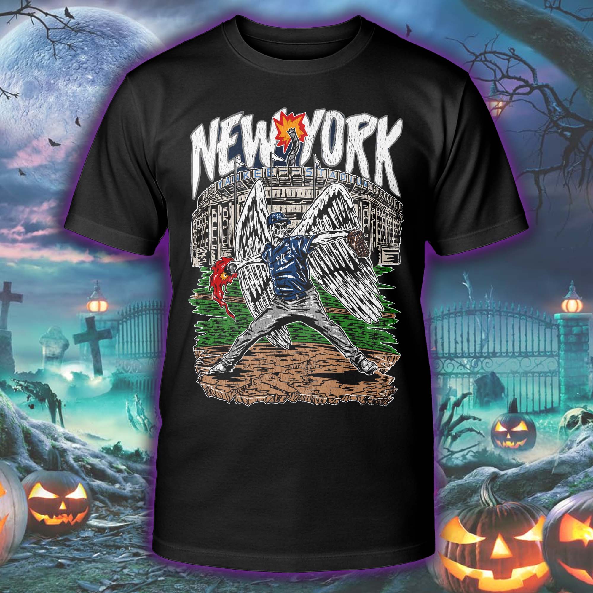 New York Yankees Warren Lotas Inspired Halloween Skeleton T-shirt PT75552