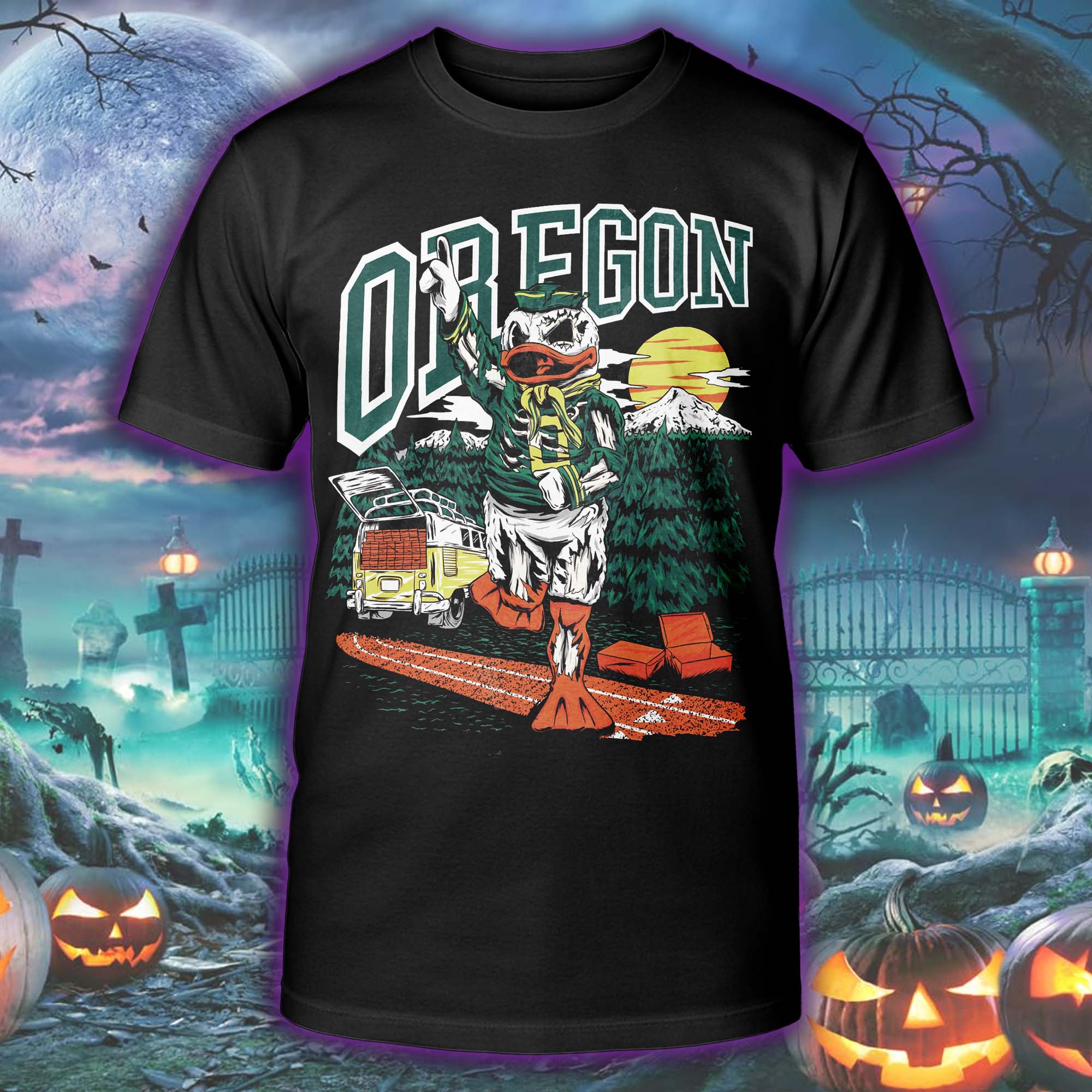 Oregon Ducks Mascot Mayhem Halloween Skeleton T-shirt PT75556