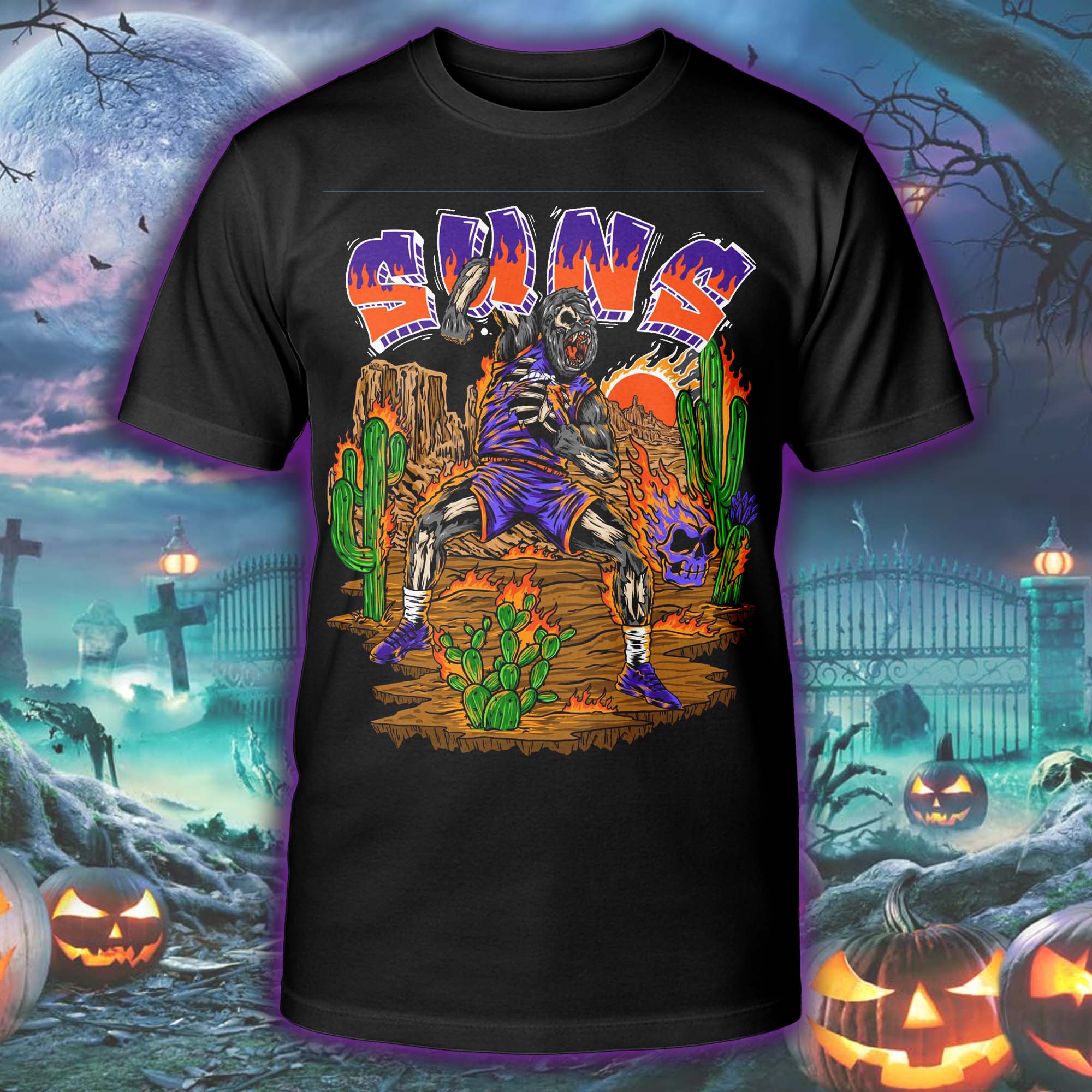 Phoenix Suns Mascot Mayhem Halloween Skeleton T-shirt PT75558