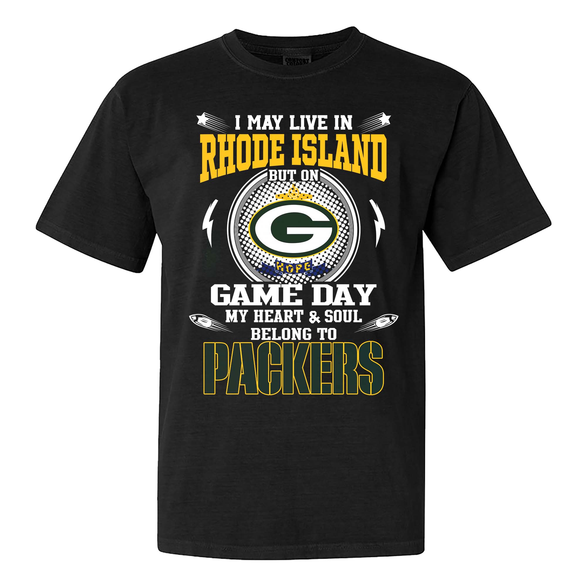 I May Live In Rhode Island But On Game Day My Heart And Soul Belongs To Green Bay Packers Shirt PT75482