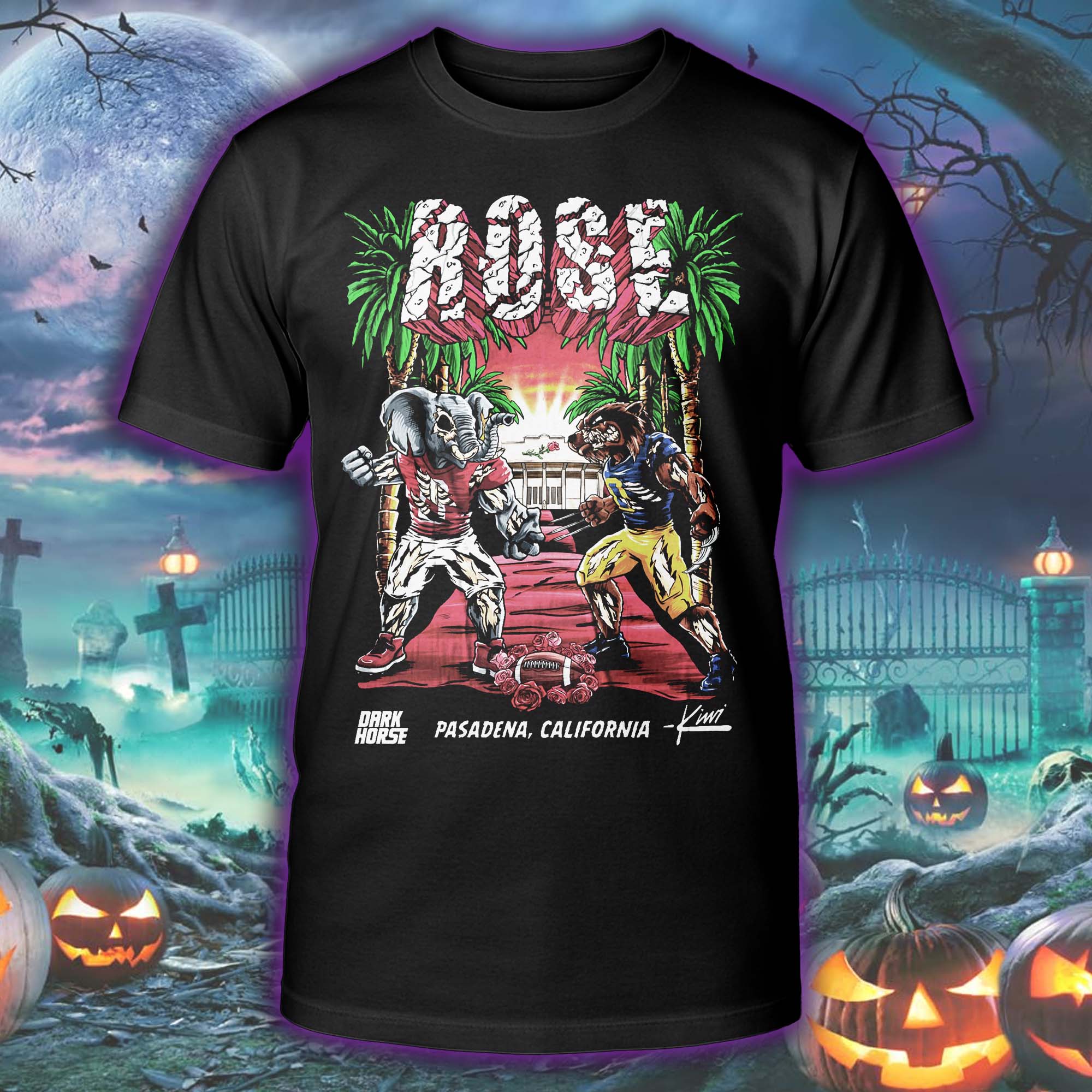 Rose Bowl Alabama vs Michigan Halloween Skeleton T-shirt PT75561